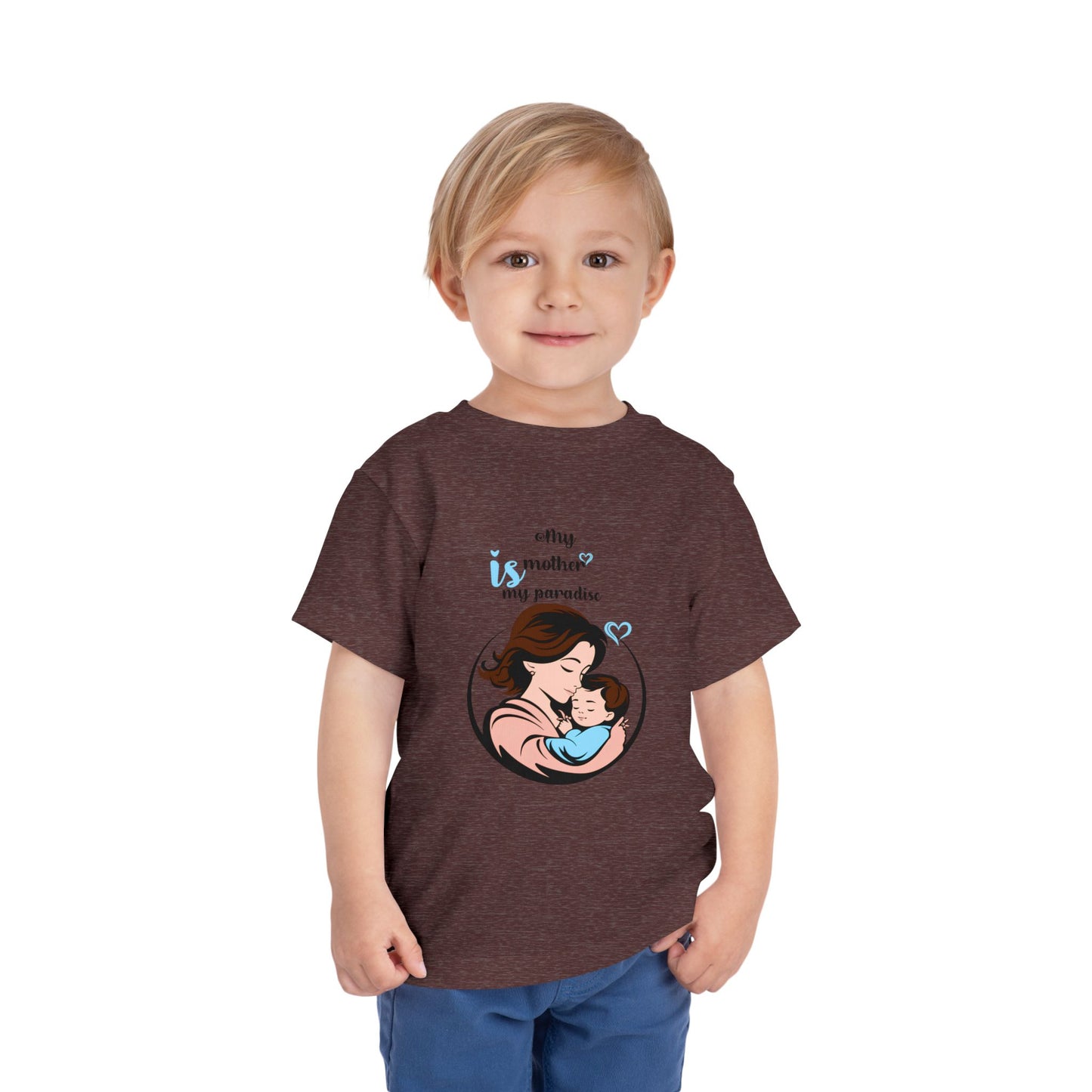 Toddler Short Sleeve Tee - "My Mother is My Paradise" Design - Perfect Gift for Mother's Day.