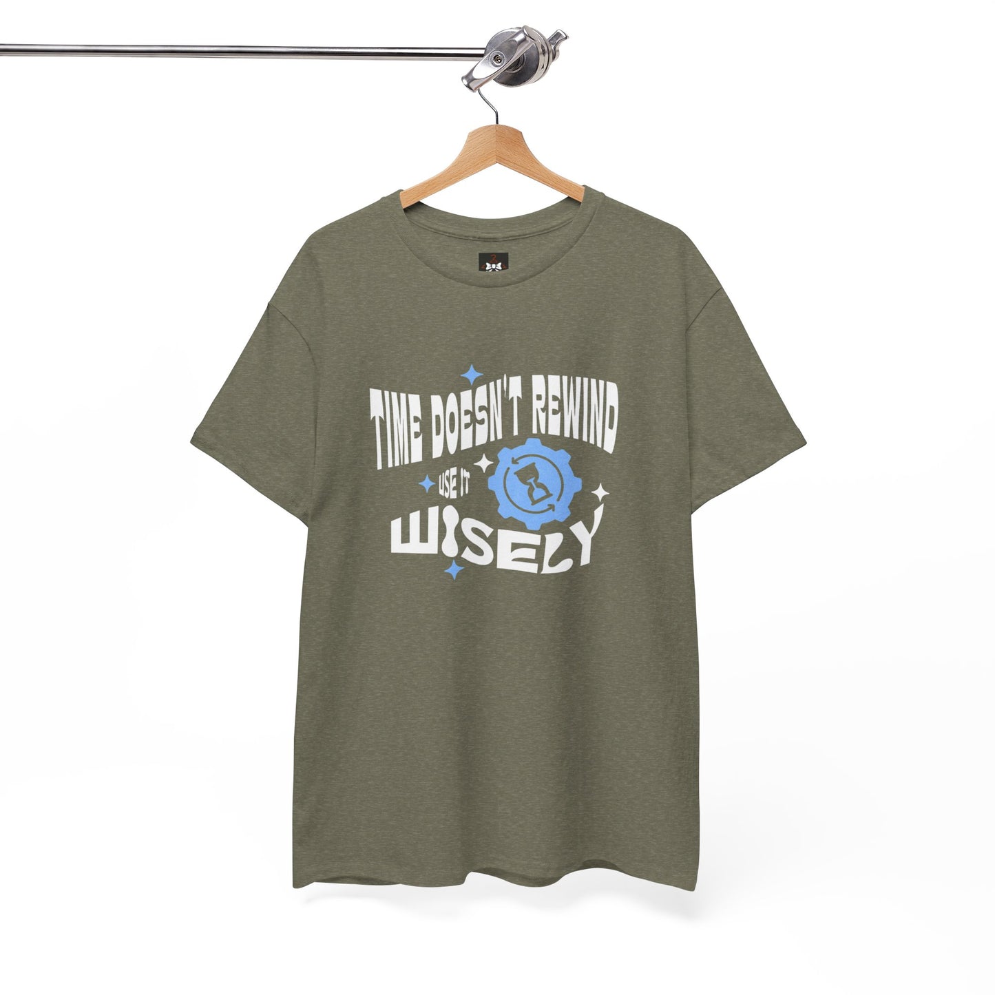 Inspirational Unisex Heavy Cotton Tee - 'Time Doesn't Rewind, Use It Wisely'