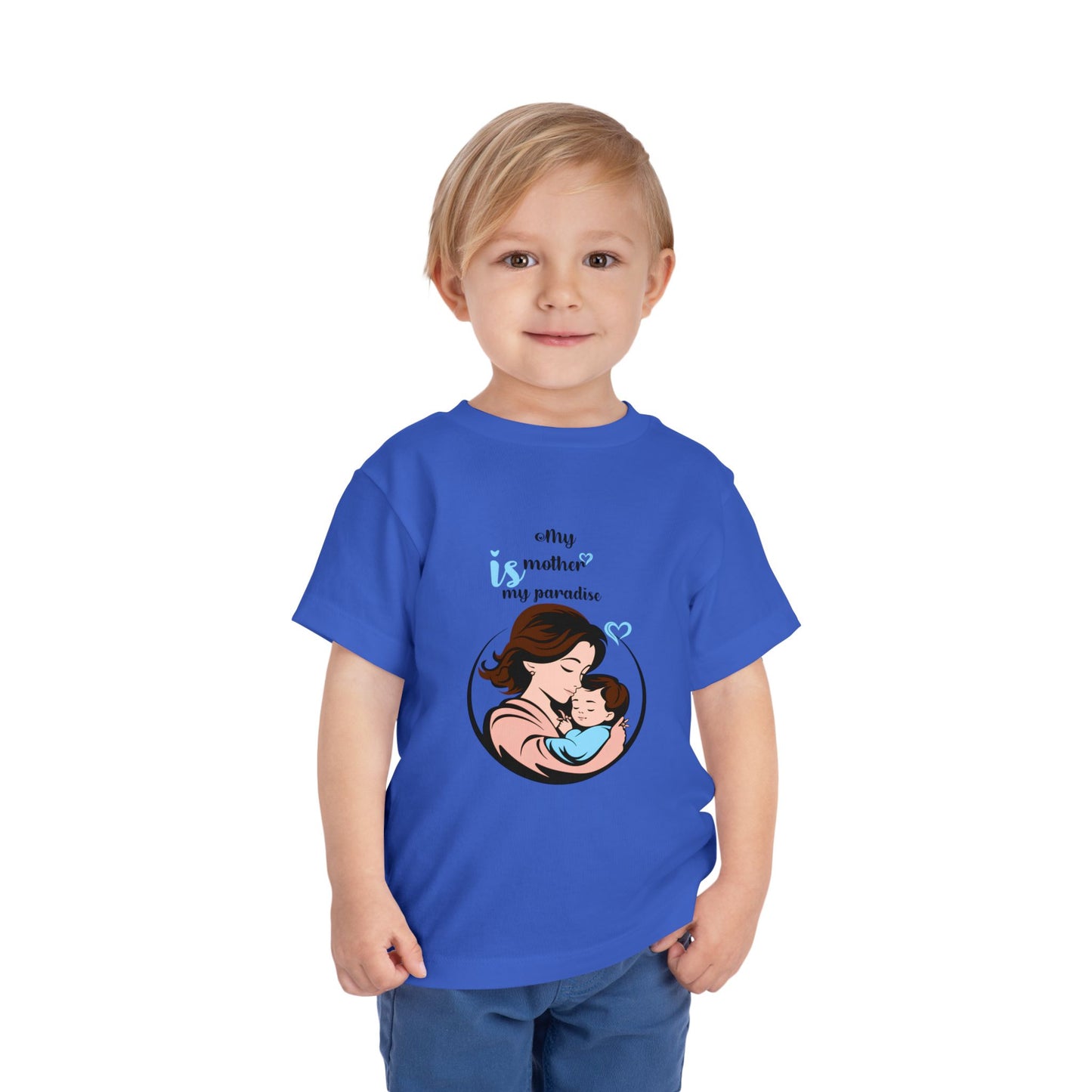 Toddler Short Sleeve Tee - "My Mother is My Paradise" Design - Perfect Gift for Mother's Day.