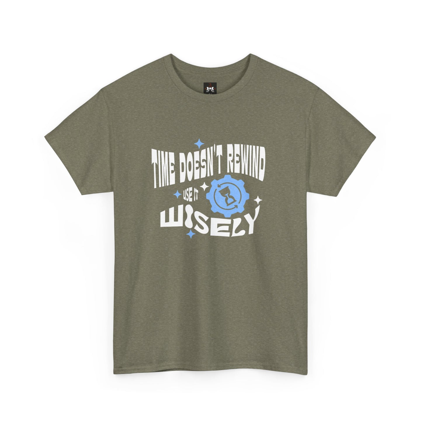 Inspirational Unisex Heavy Cotton Tee - 'Time Doesn't Rewind, Use It Wisely'