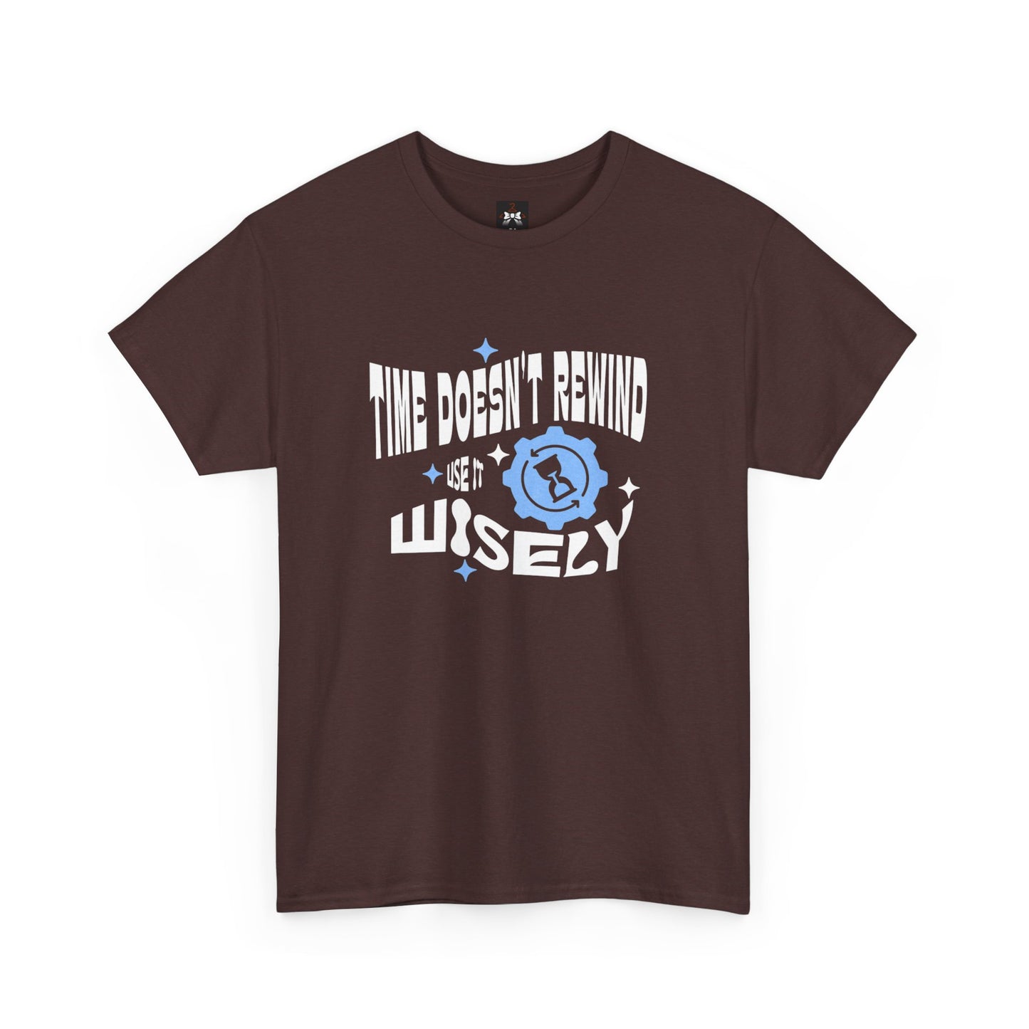 Inspirational Unisex Heavy Cotton Tee - 'Time Doesn't Rewind, Use It Wisely'