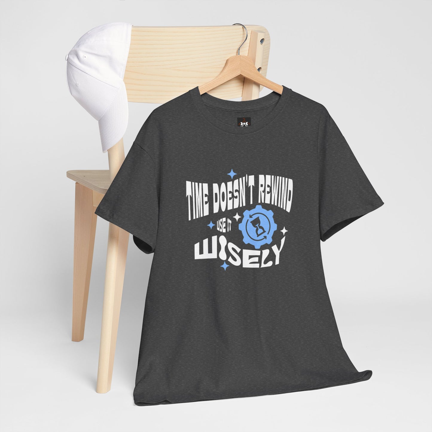 Inspirational Unisex Heavy Cotton Tee - 'Time Doesn't Rewind, Use It Wisely'