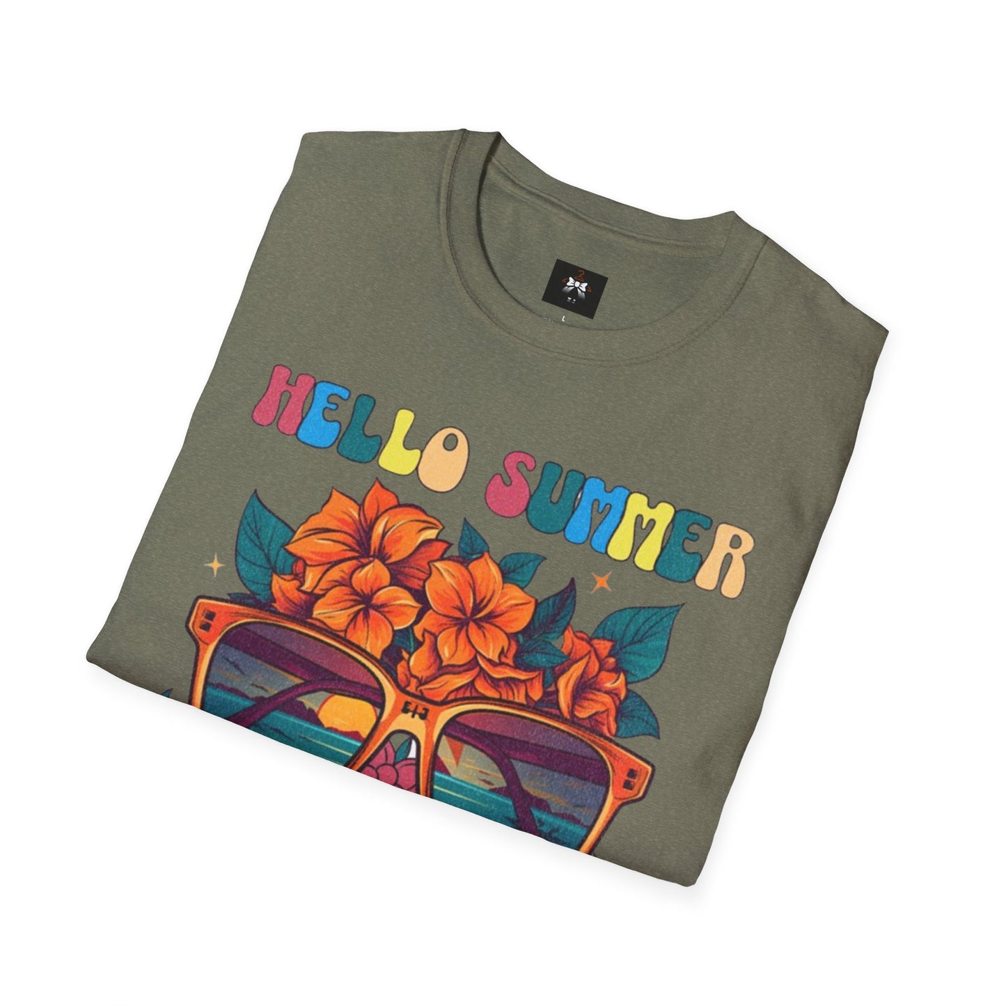 Hello Summer Break Tropical T-Shirt | Unisex Softstyle Tee for Summer Vibes