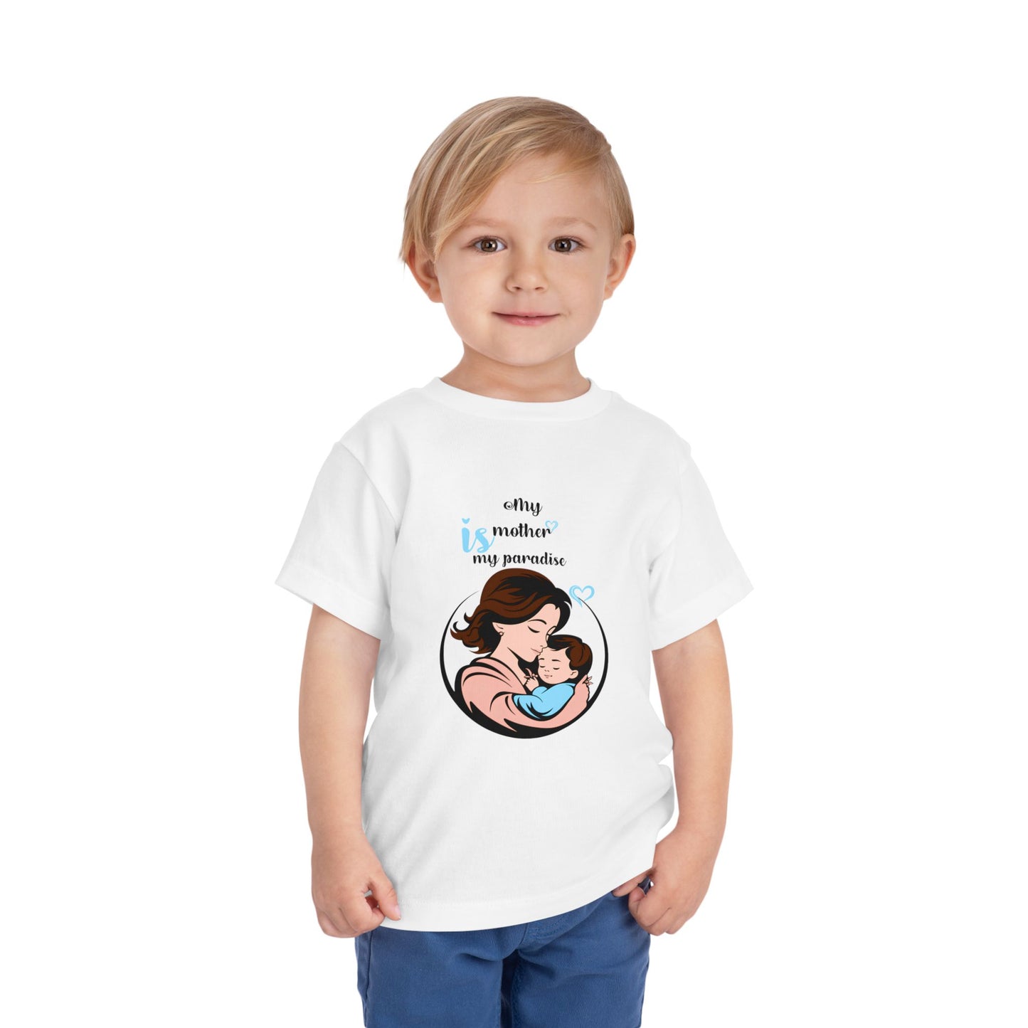Toddler Short Sleeve Tee - "My Mother is My Paradise" Design - Perfect Gift for Mother's Day.