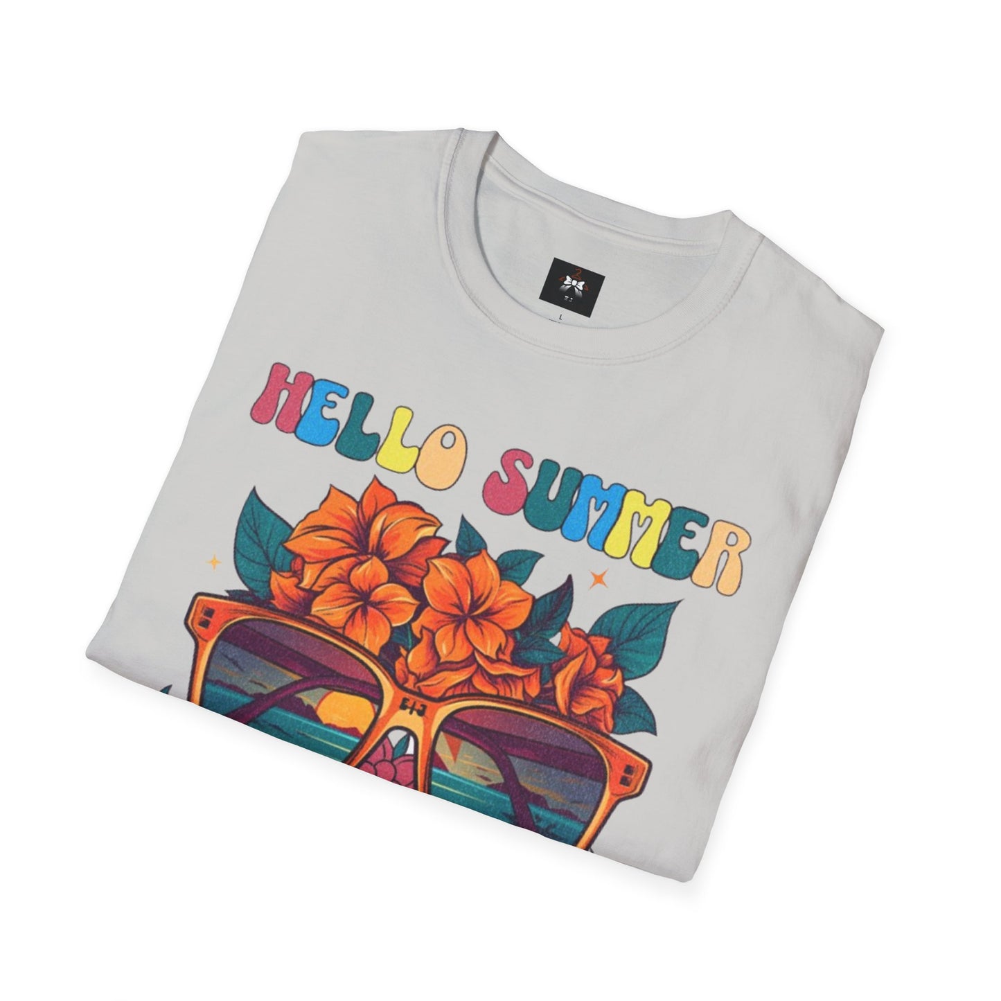 Hello Summer Break Tropical T-Shirt | Unisex Softstyle Tee for Summer Vibes
