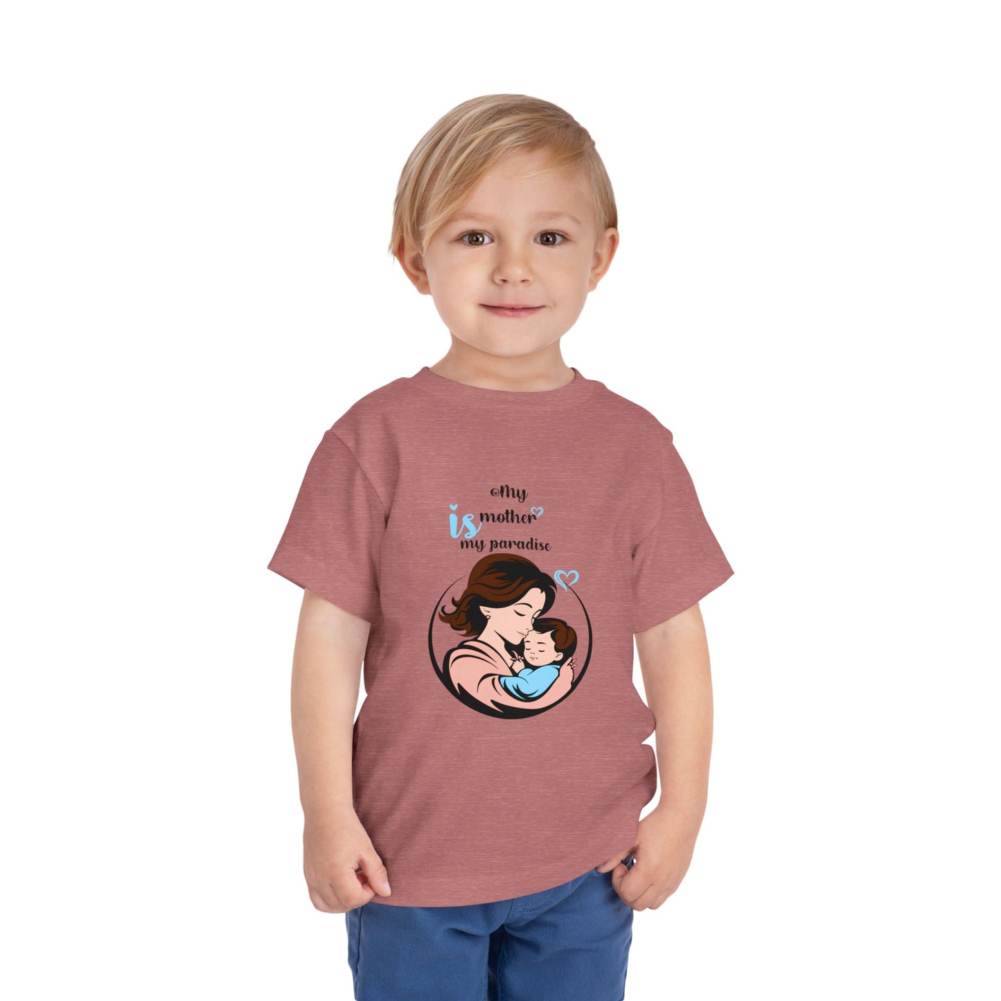 Toddler Short Sleeve Tee - "My Mother is My Paradise" Design - Perfect Gift for Mother's Day.