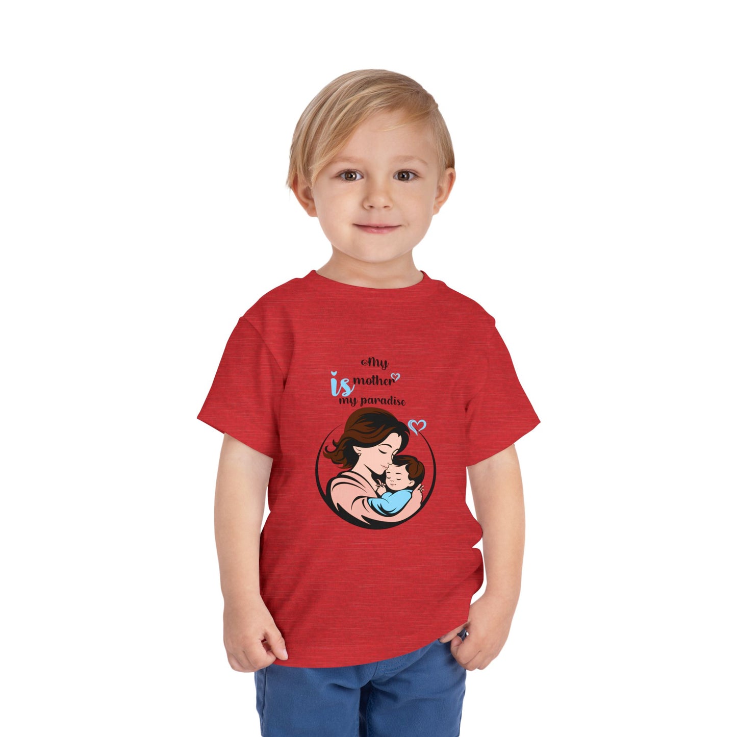 Toddler Short Sleeve Tee - "My Mother is My Paradise" Design - Perfect Gift for Mother's Day.