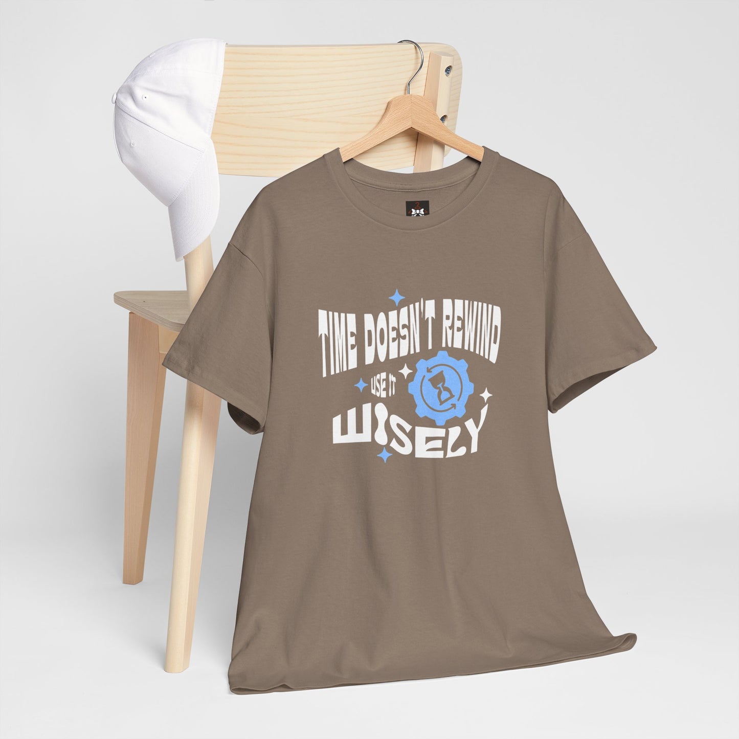 Inspirational Unisex Heavy Cotton Tee - 'Time Doesn't Rewind, Use It Wisely'