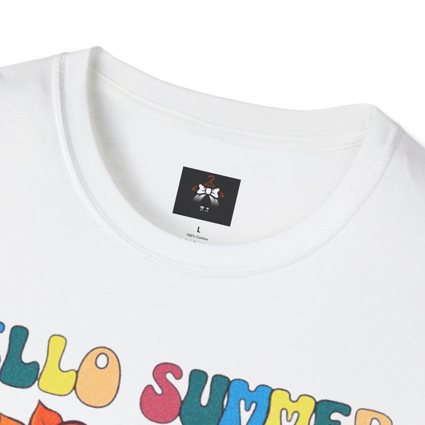 Hello Summer Break Tropical T-Shirt | Unisex Softstyle Tee for Summer Vibes