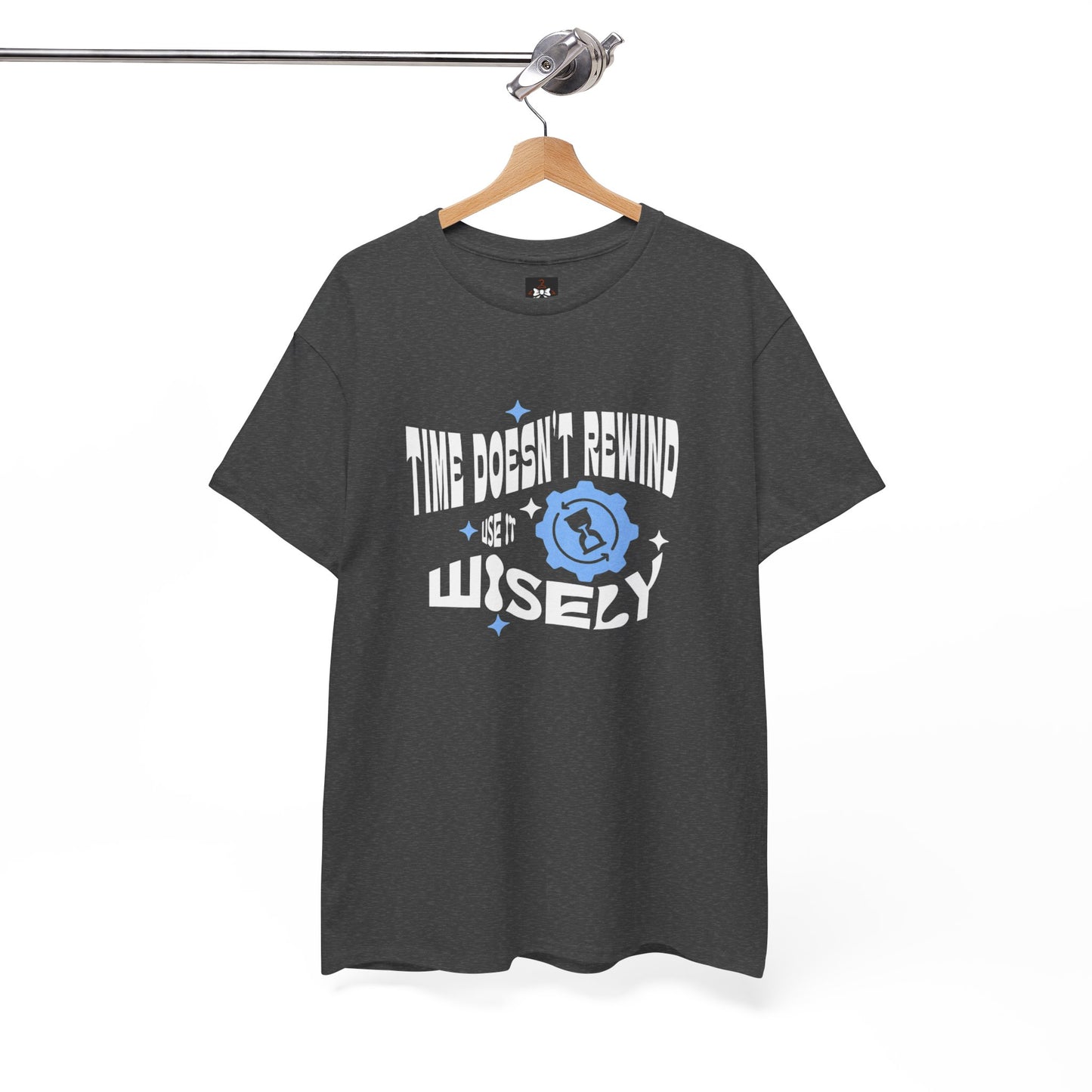 Inspirational Unisex Heavy Cotton Tee - 'Time Doesn't Rewind, Use It Wisely'