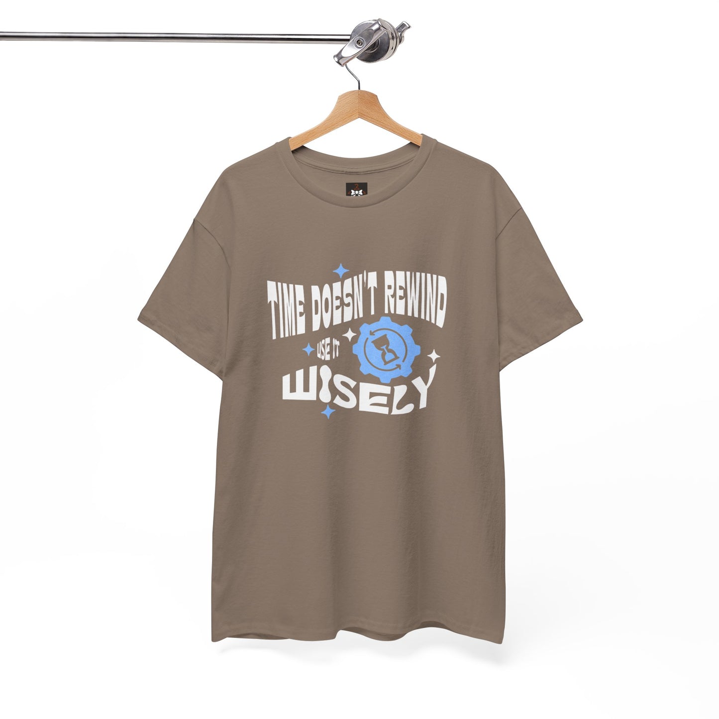 Inspirational Unisex Heavy Cotton Tee - 'Time Doesn't Rewind, Use It Wisely'
