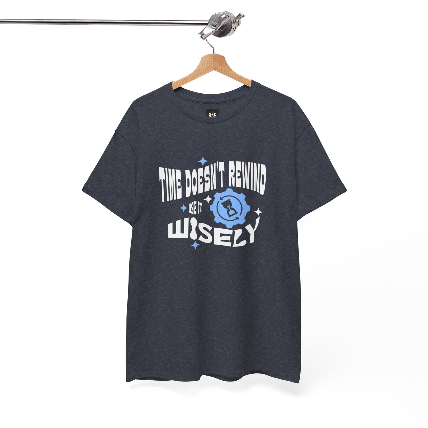 Inspirational Unisex Heavy Cotton Tee - 'Time Doesn't Rewind, Use It Wisely'