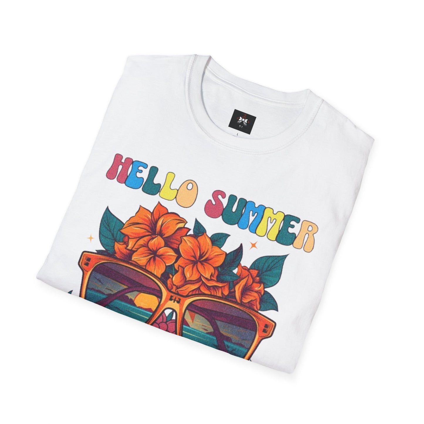 Hello Summer Break Tropical T-Shirt | Unisex Softstyle Tee for Summer Vibes