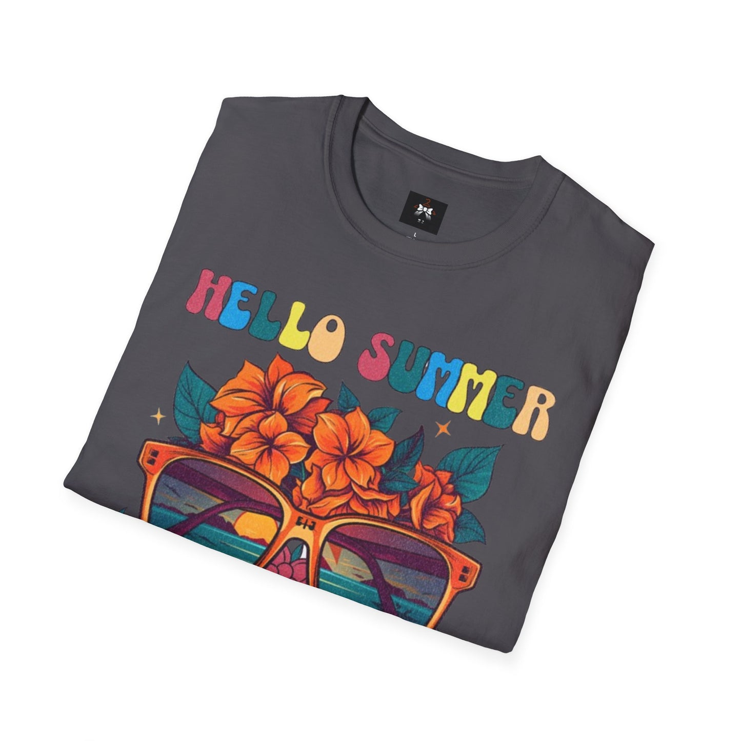 Hello Summer Break Tropical T-Shirt | Unisex Softstyle Tee for Summer Vibes