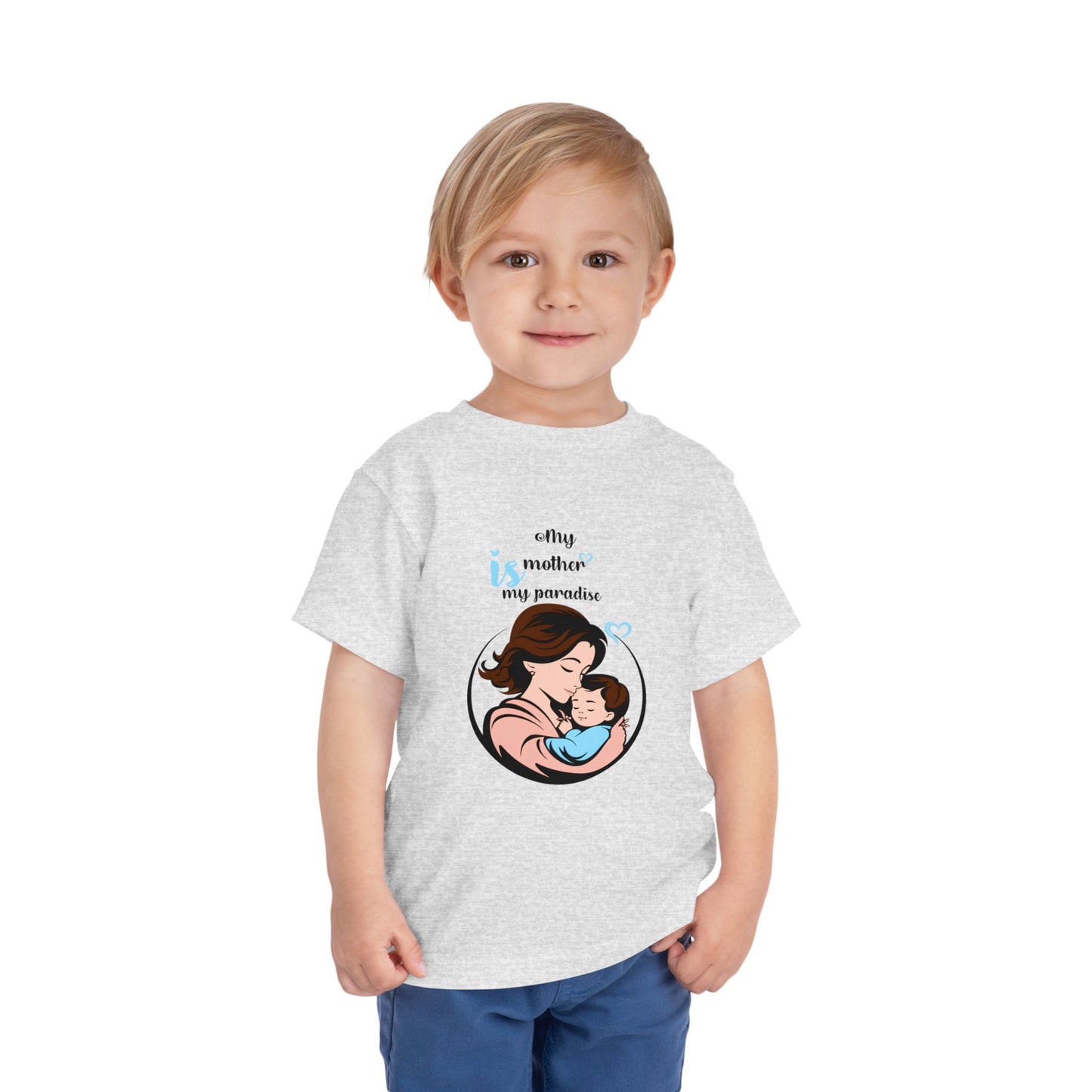 Toddler Short Sleeve Tee - "My Mother is My Paradise" Design - Perfect Gift for Mother's Day.
