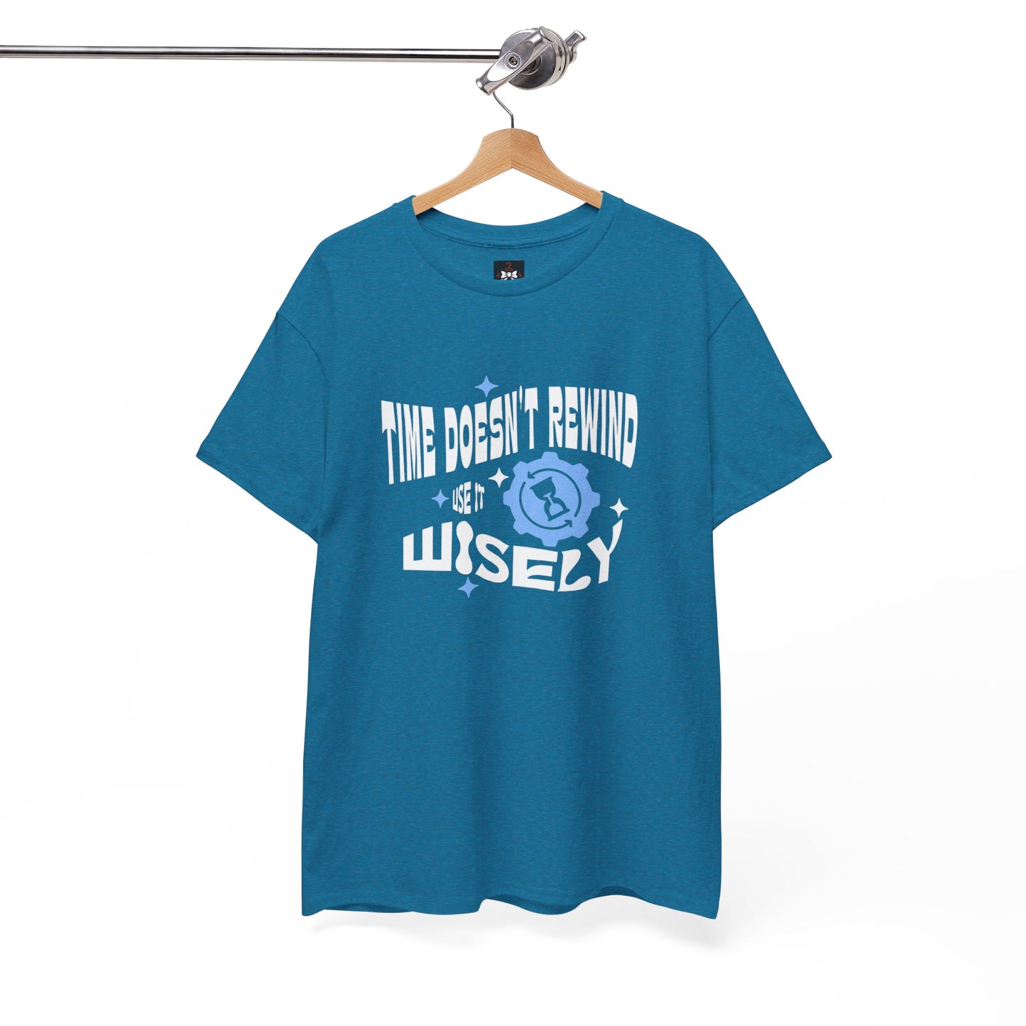 Inspirational Unisex Heavy Cotton Tee - 'Time Doesn't Rewind, Use It Wisely'