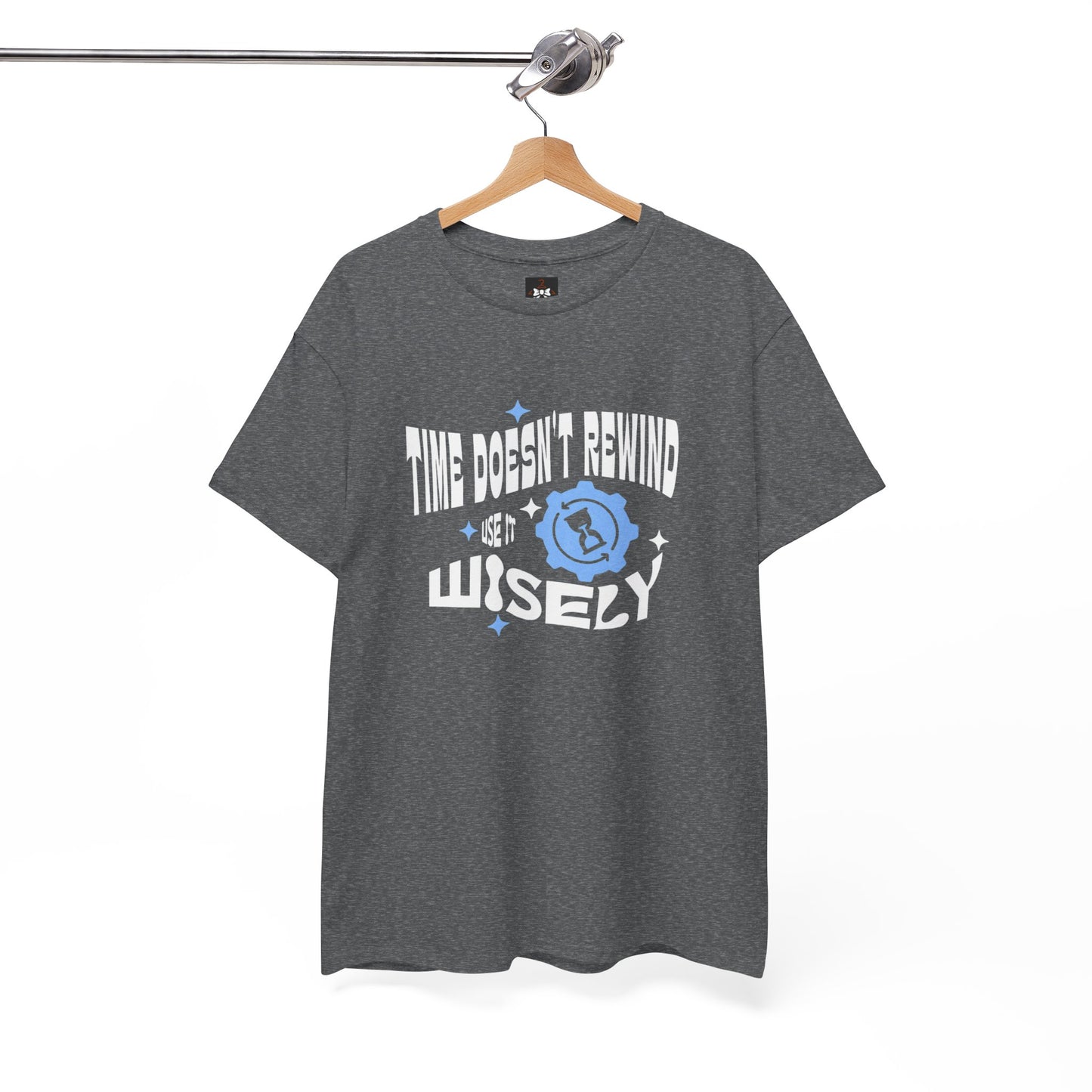 Inspirational Unisex Heavy Cotton Tee - 'Time Doesn't Rewind, Use It Wisely'