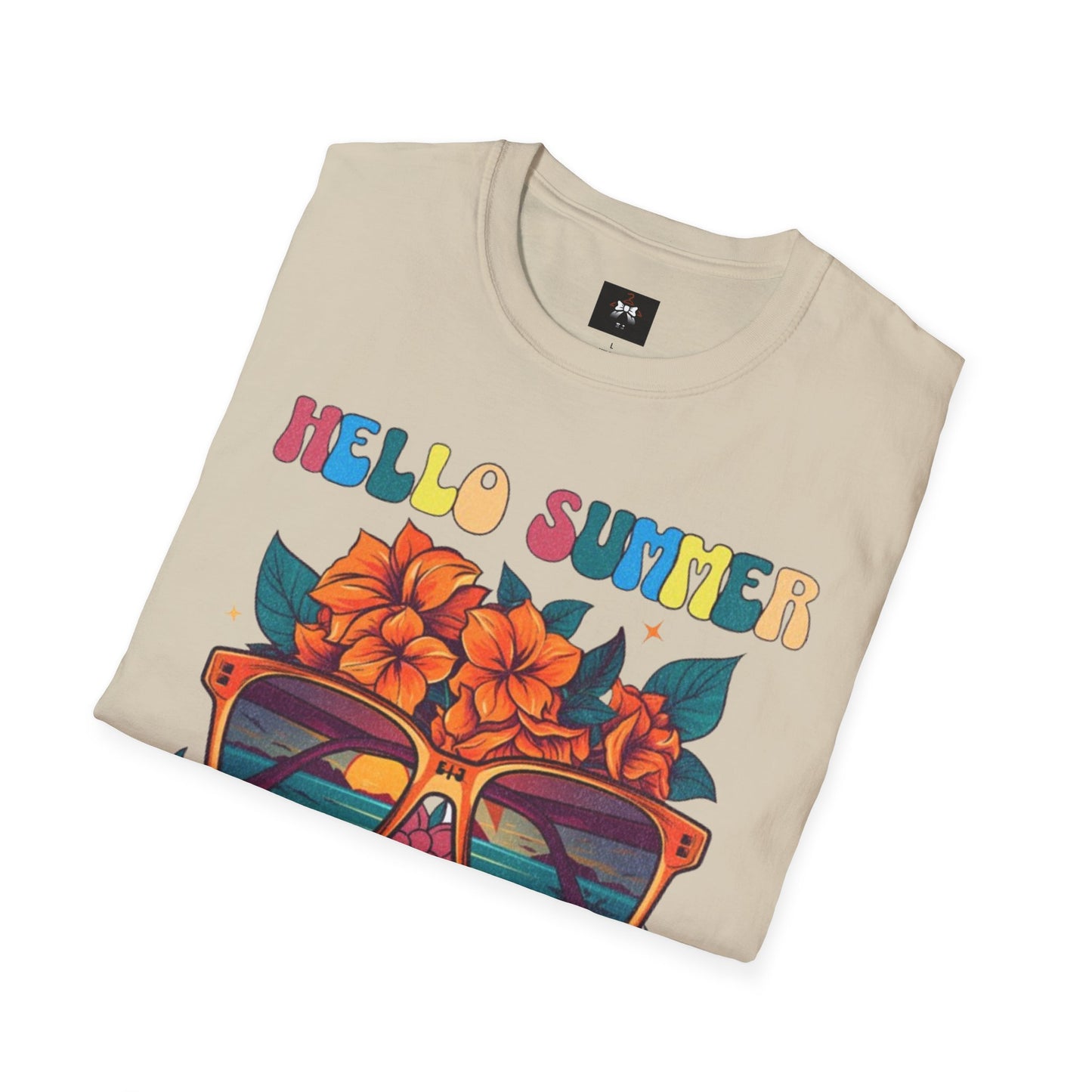 Hello Summer Break Tropical T-Shirt | Unisex Softstyle Tee for Summer Vibes