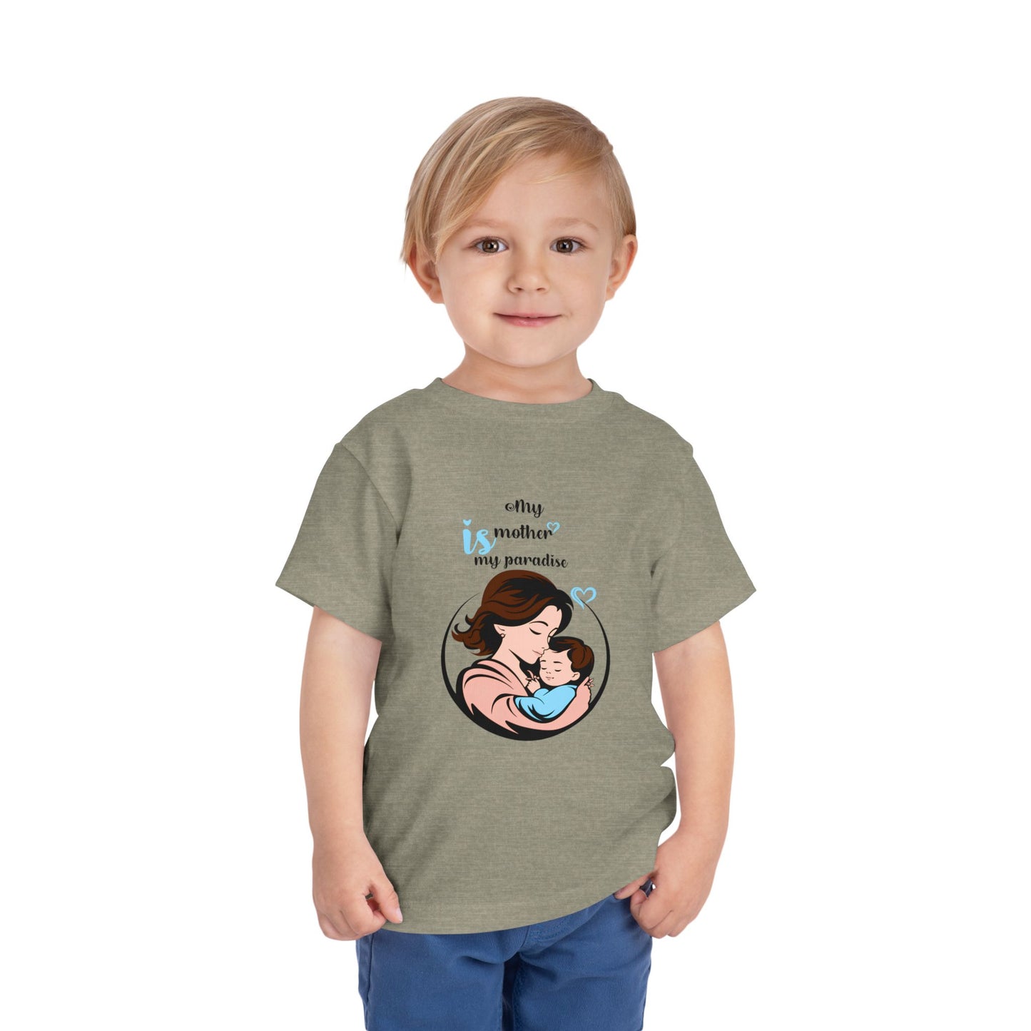 Toddler Short Sleeve Tee - "My Mother is My Paradise" Design - Perfect Gift for Mother's Day.