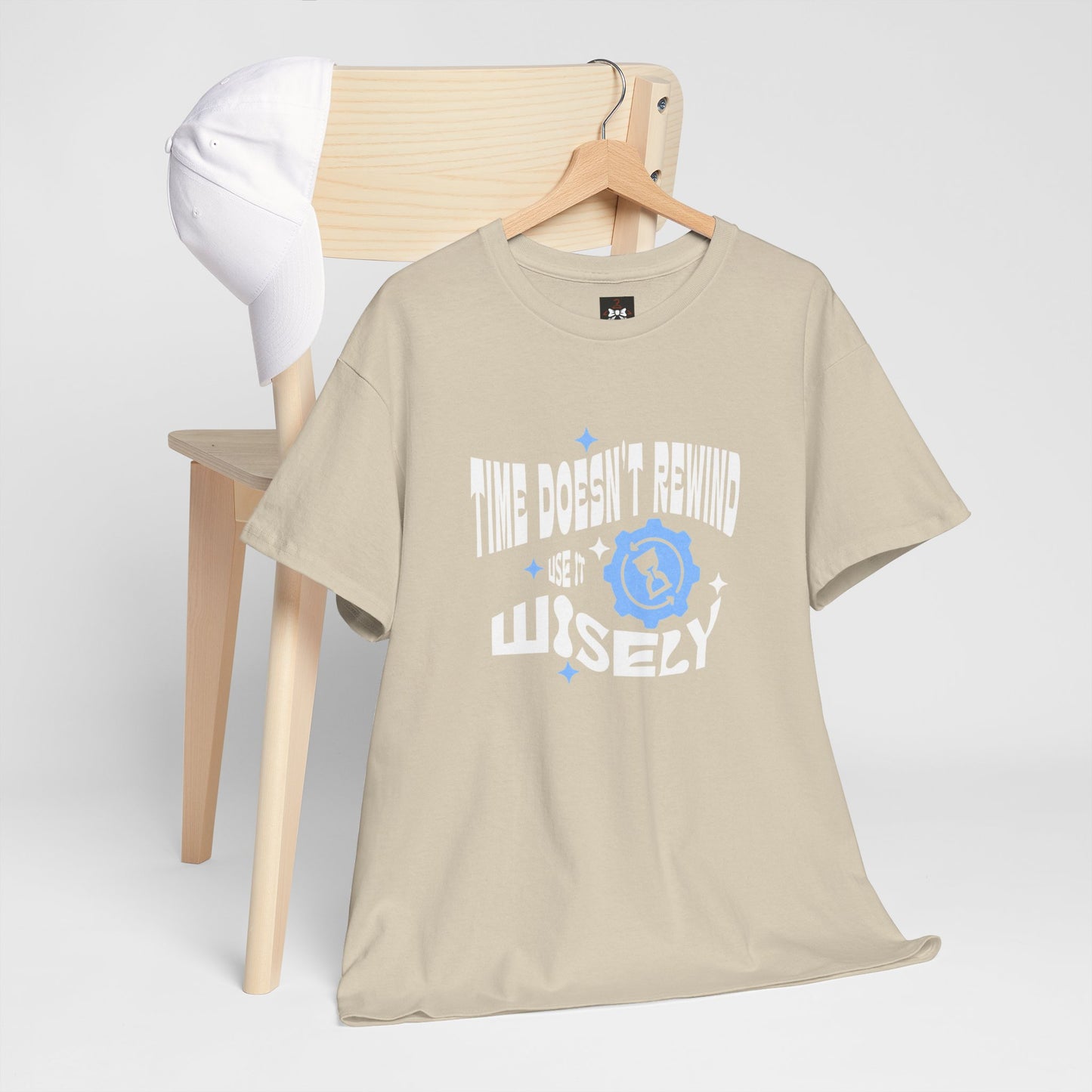 Inspirational Unisex Heavy Cotton Tee - 'Time Doesn't Rewind, Use It Wisely'