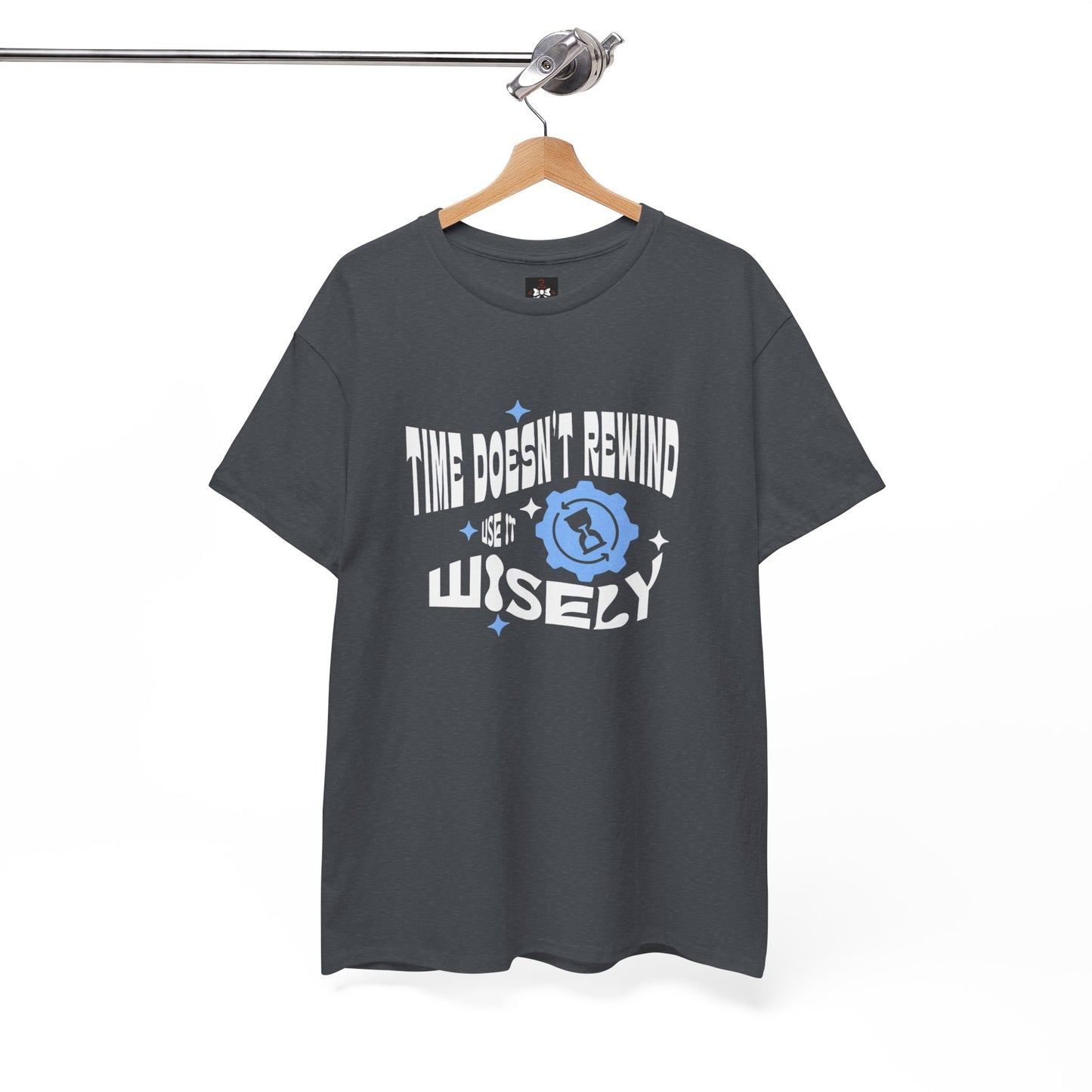 Inspirational Unisex Heavy Cotton Tee - 'Time Doesn't Rewind, Use It Wisely'