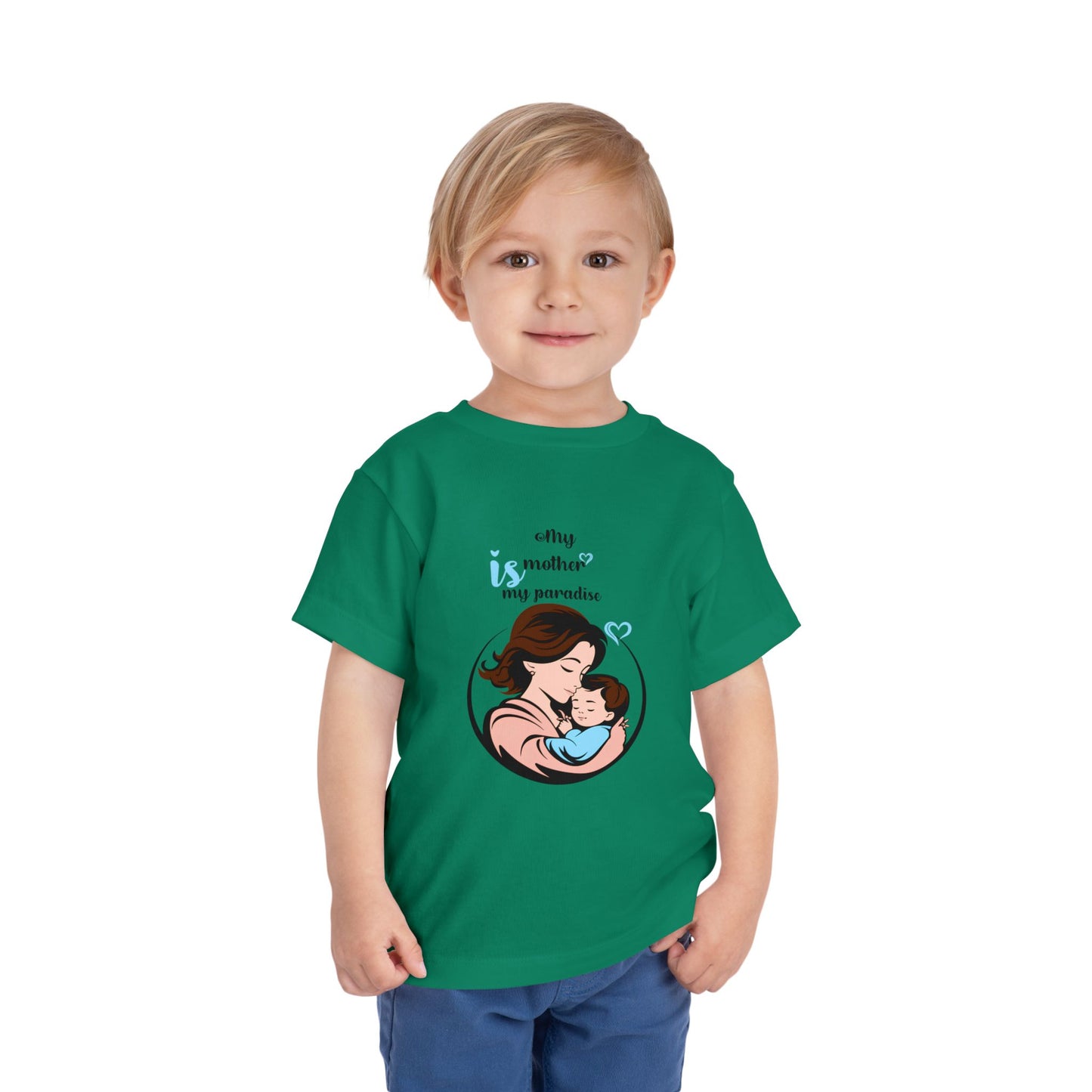 Toddler Short Sleeve Tee - "My Mother is My Paradise" Design - Perfect Gift for Mother's Day.