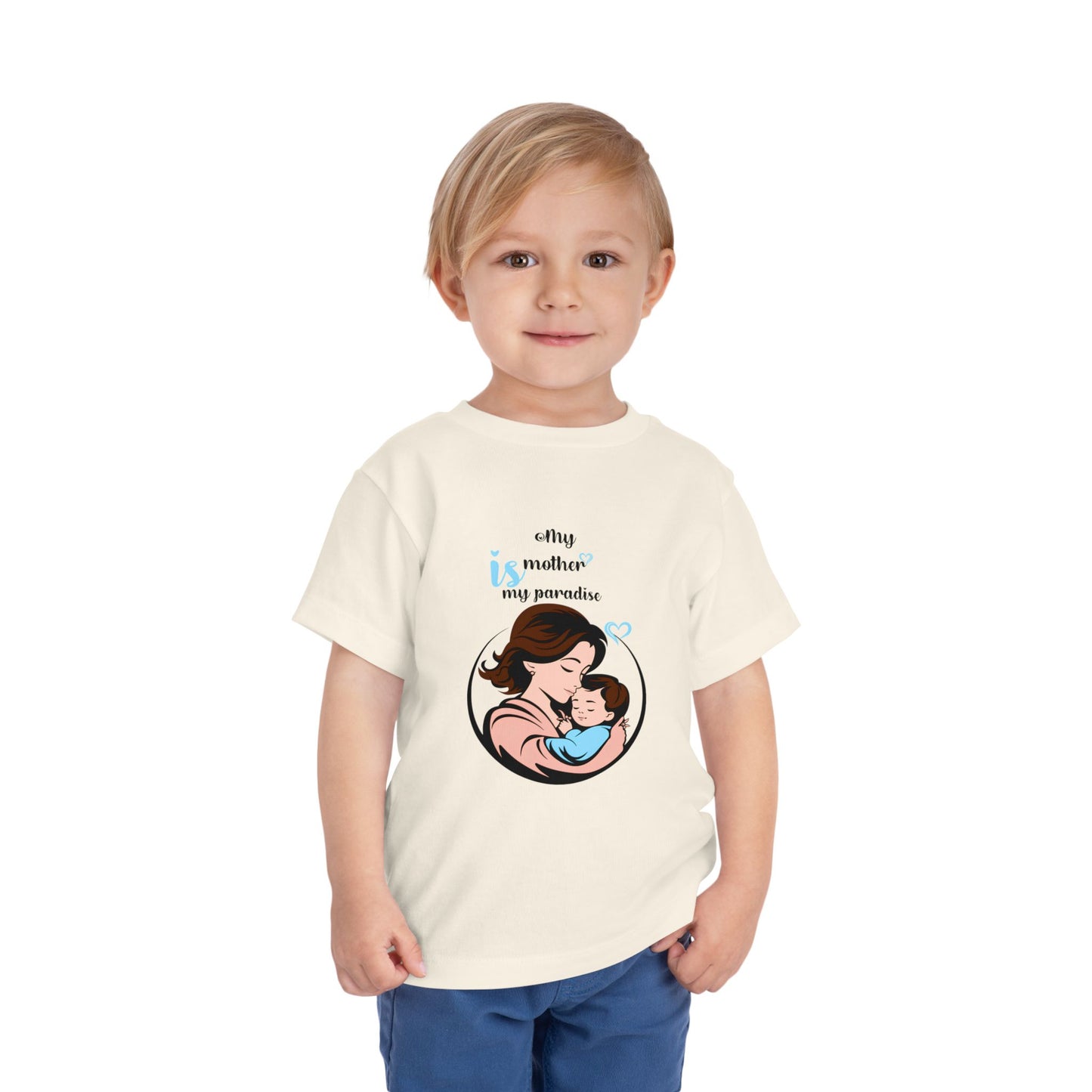 Toddler Short Sleeve Tee - "My Mother is My Paradise" Design - Perfect Gift for Mother's Day.