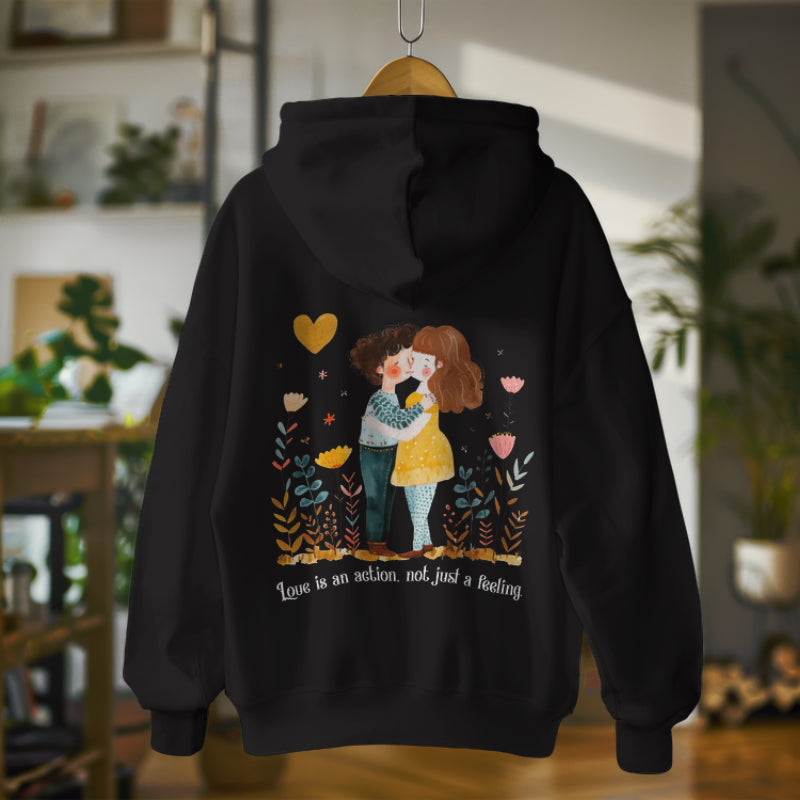 Romantic Couple Hoodie - Love is an Action Design