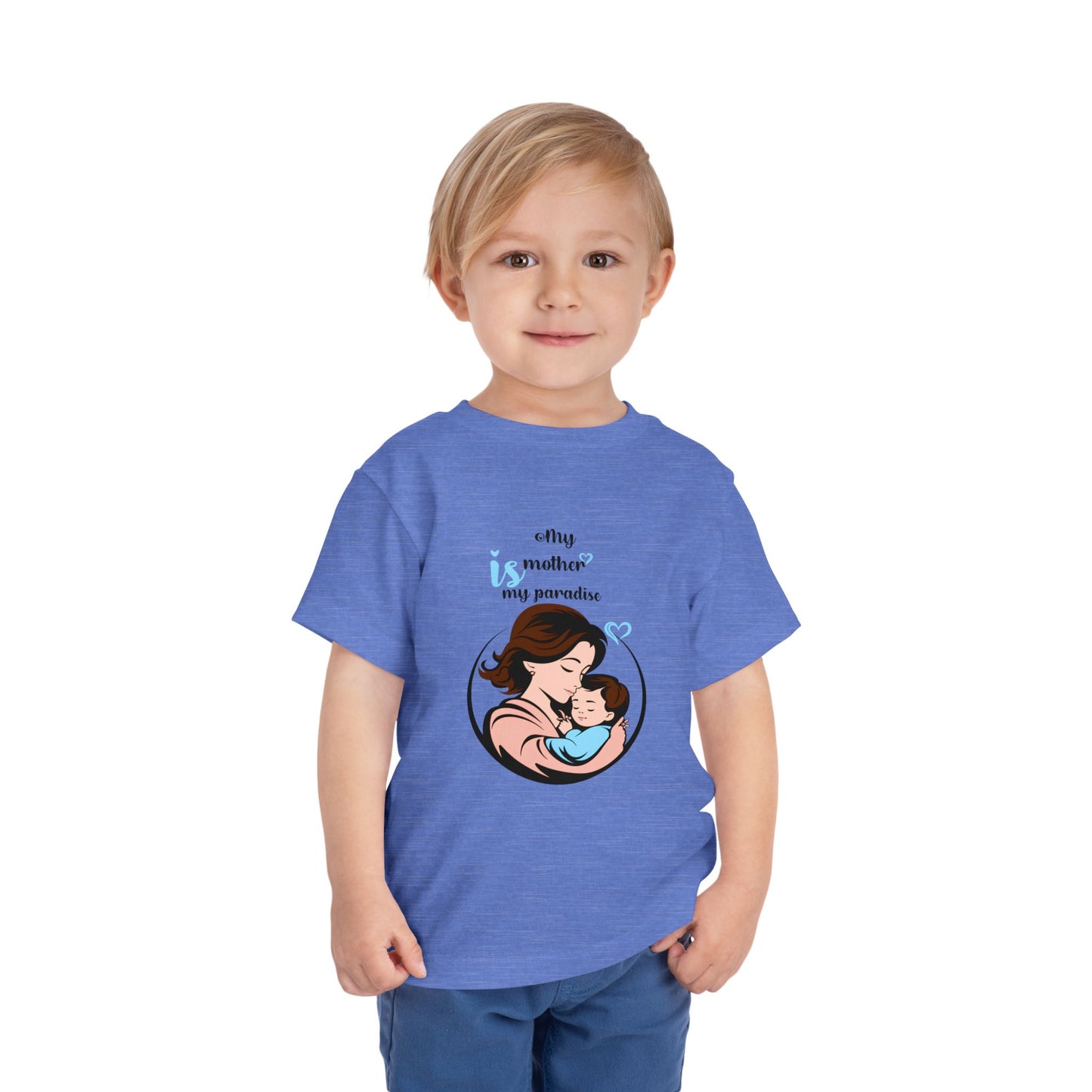 Toddler Short Sleeve Tee - "My Mother is My Paradise" Design - Perfect Gift for Mother's Day.