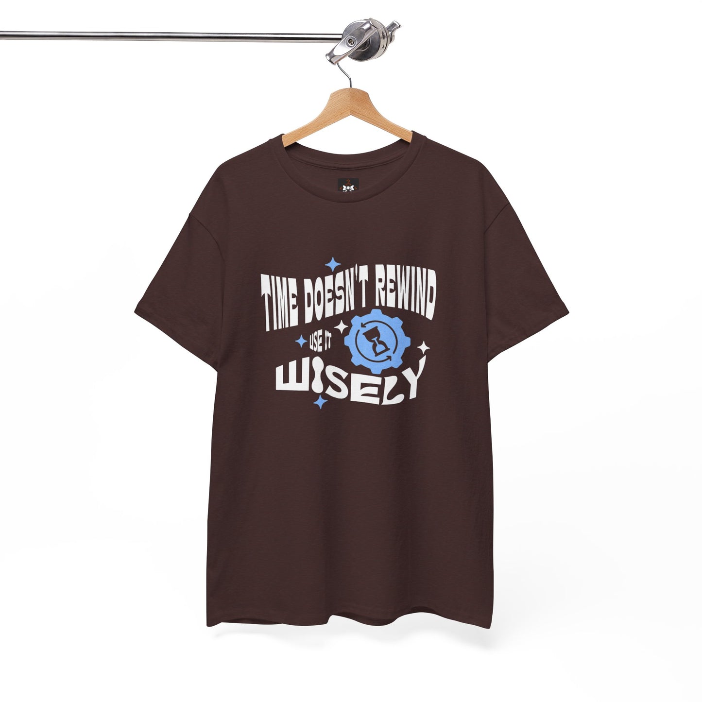 Inspirational Unisex Heavy Cotton Tee - 'Time Doesn't Rewind, Use It Wisely'