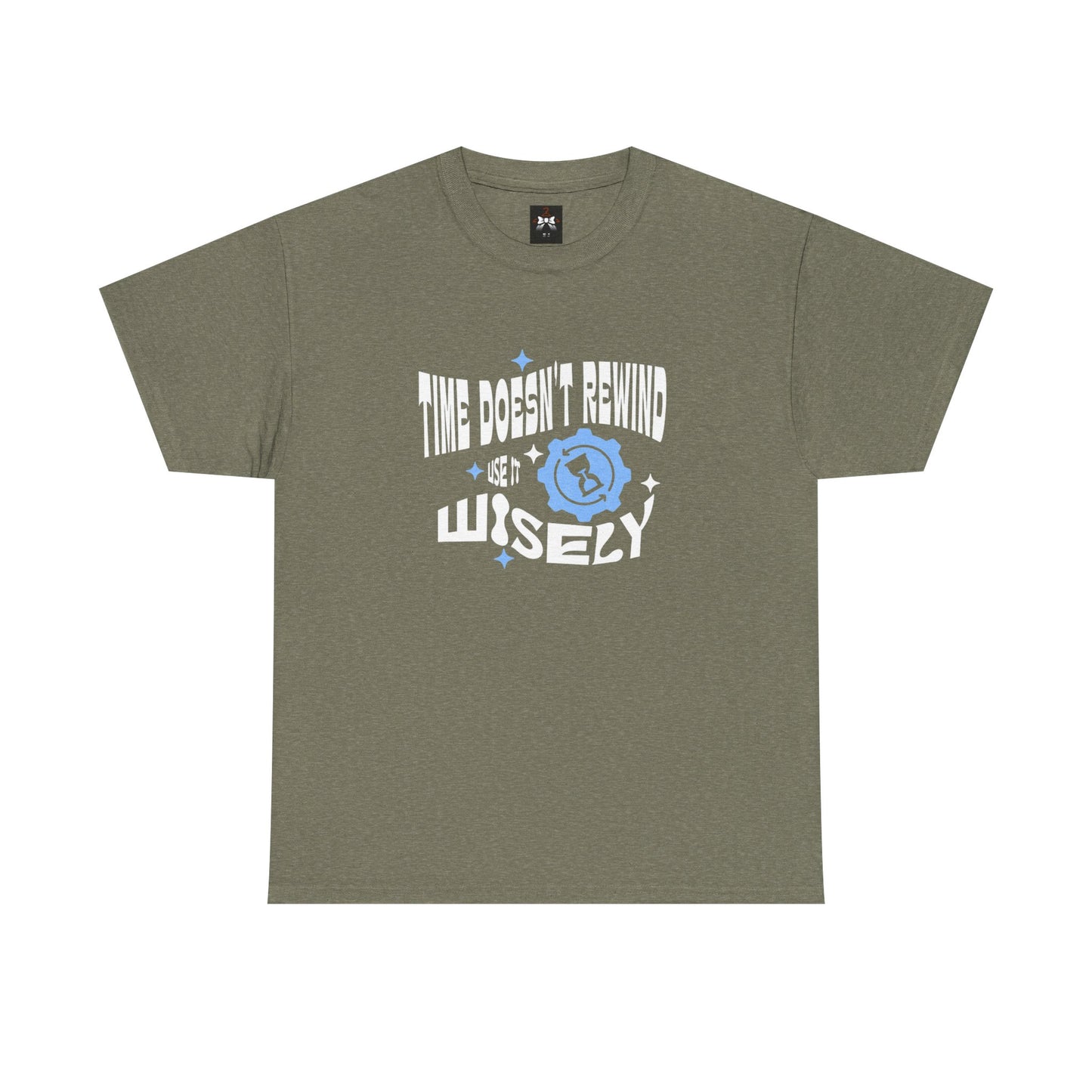Inspirational Unisex Heavy Cotton Tee - 'Time Doesn't Rewind, Use It Wisely'