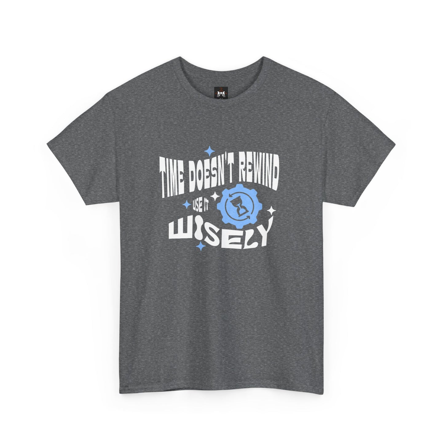 Inspirational Unisex Heavy Cotton Tee - 'Time Doesn't Rewind, Use It Wisely'