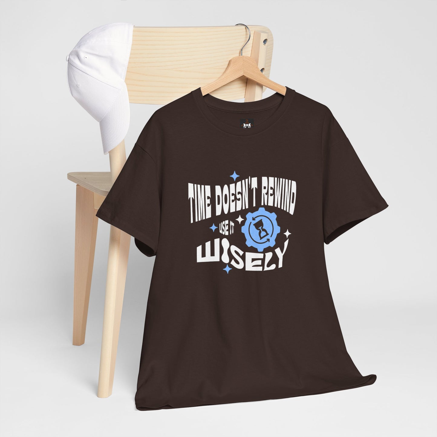 Inspirational Unisex Heavy Cotton Tee - 'Time Doesn't Rewind, Use It Wisely'
