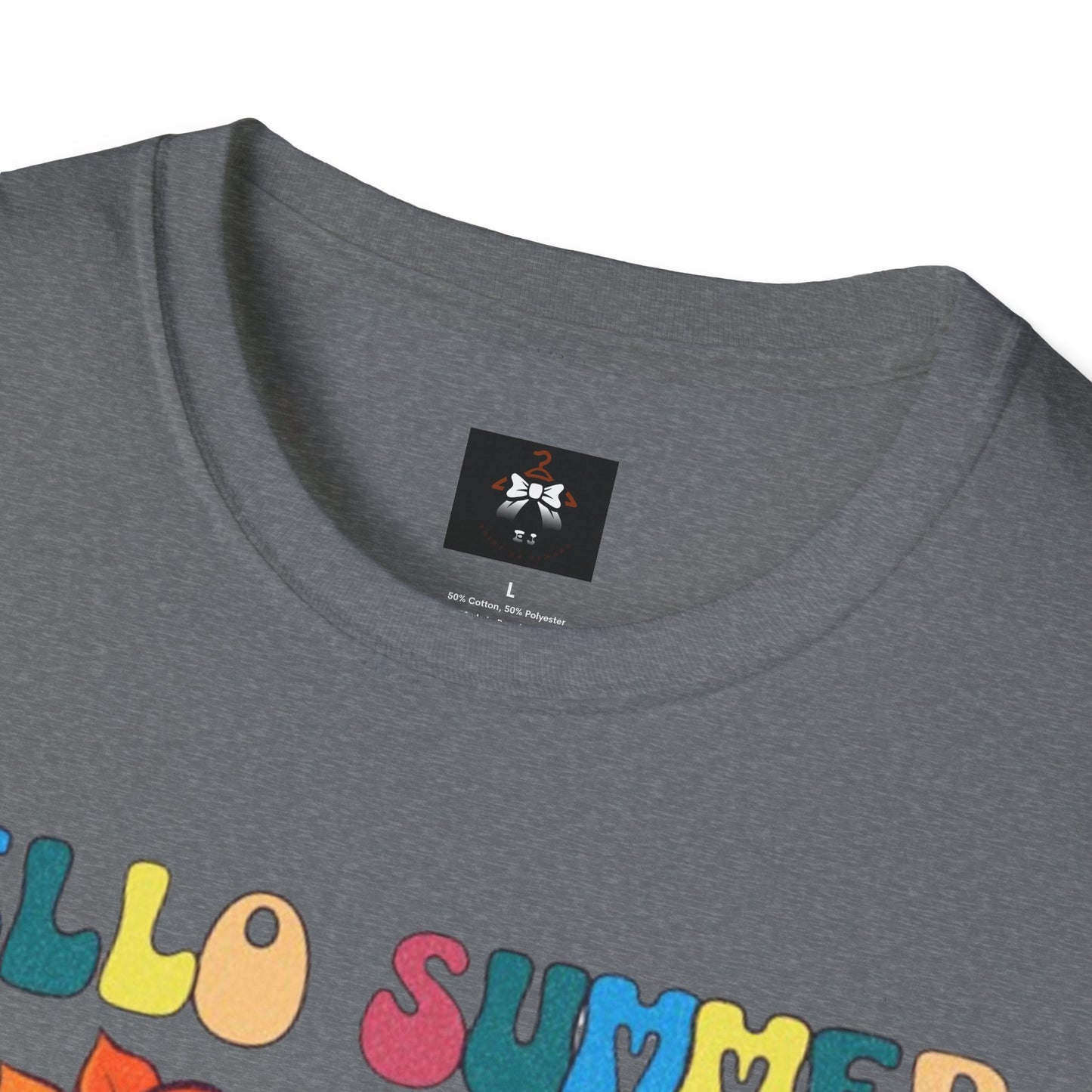 Hello Summer Break Tropical T-Shirt | Unisex Softstyle Tee for Summer Vibes