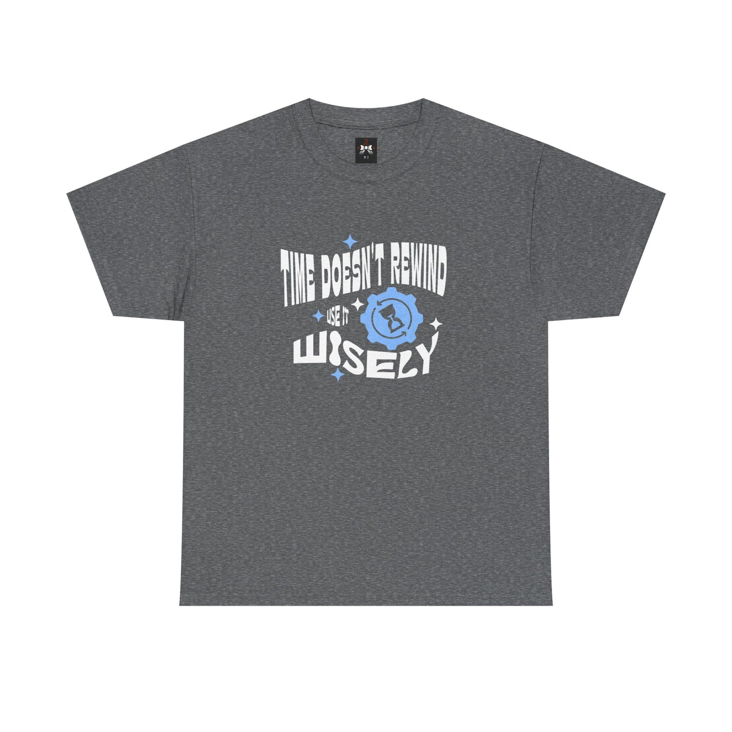 Inspirational Unisex Heavy Cotton Tee - 'Time Doesn't Rewind, Use It Wisely'
