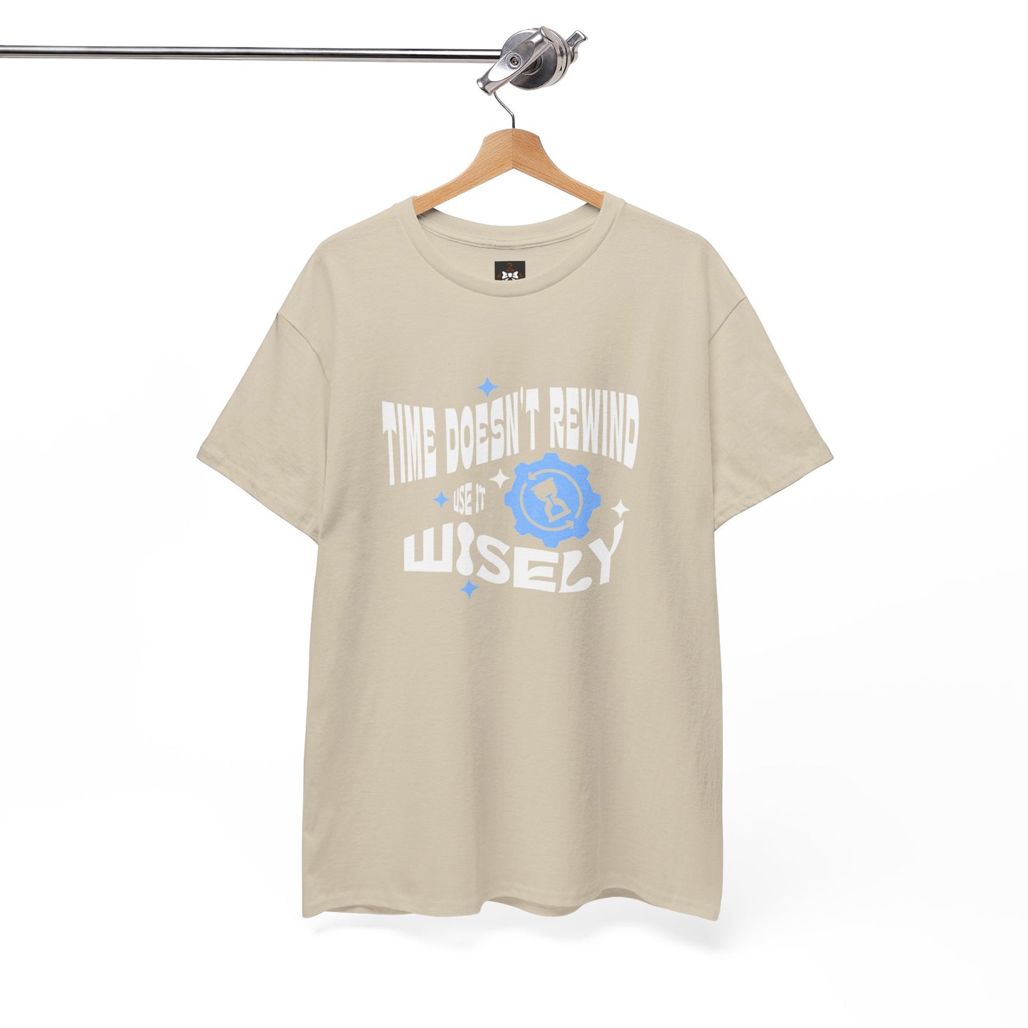 Inspirational Unisex Heavy Cotton Tee - 'Time Doesn't Rewind, Use It Wisely'