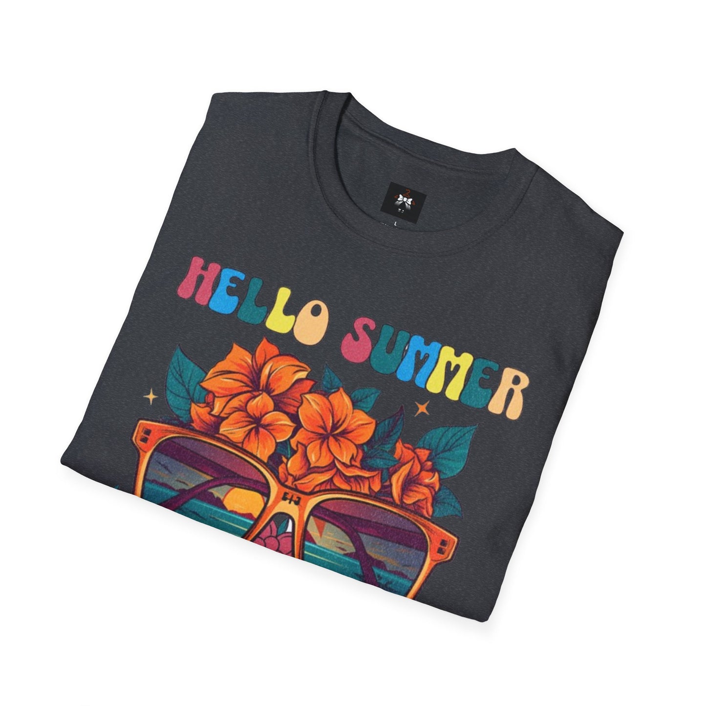 Hello Summer Break Tropical T-Shirt | Unisex Softstyle Tee for Summer Vibes