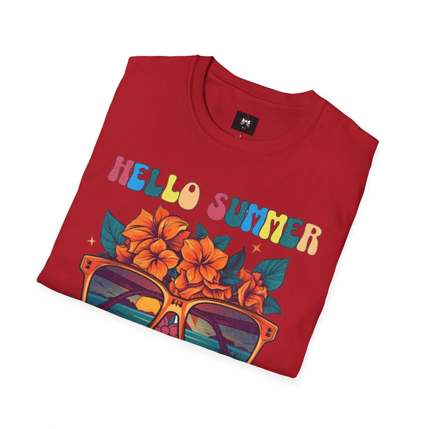 Hello Summer Break Tropical T-Shirt | Unisex Softstyle Tee for Summer Vibes