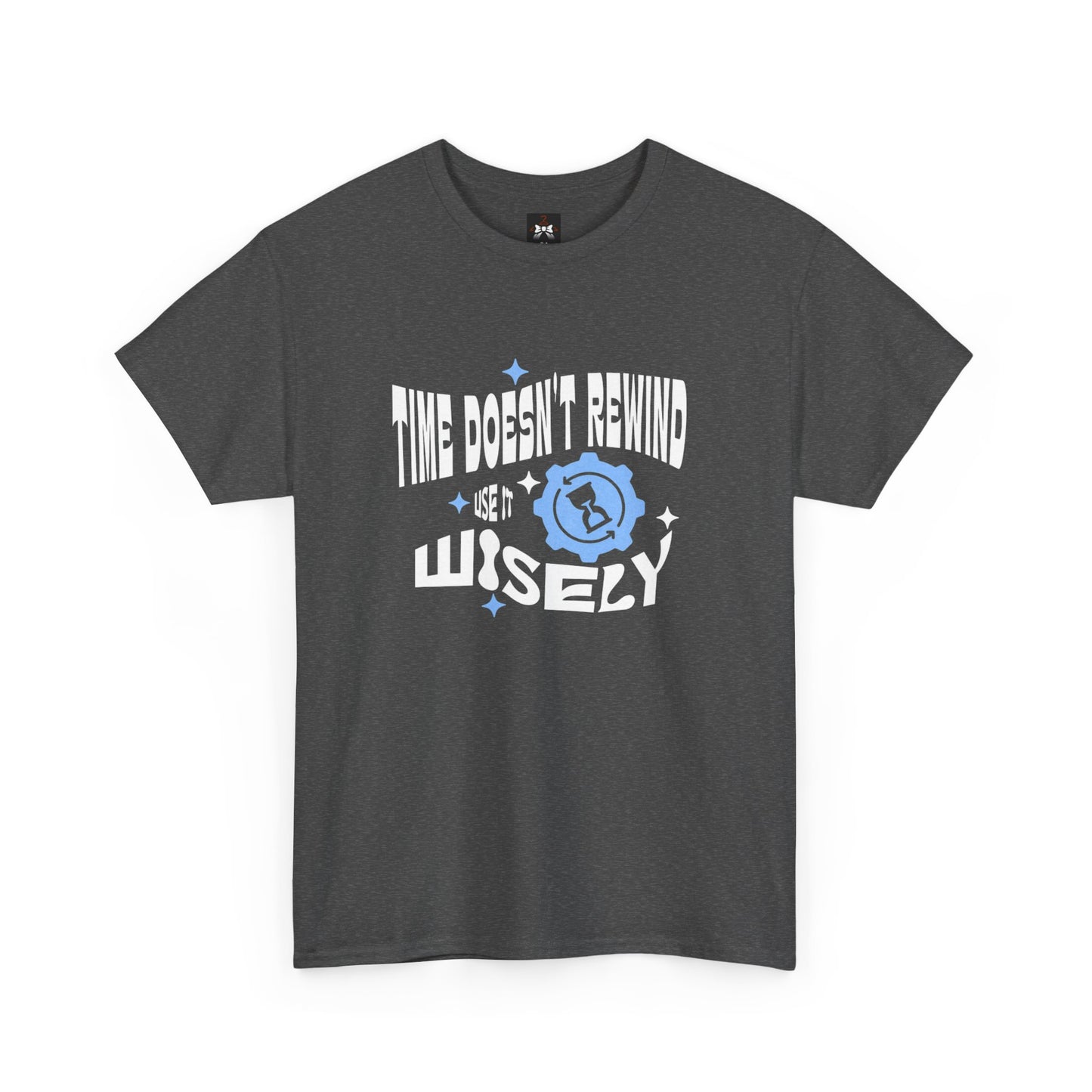 Inspirational Unisex Heavy Cotton Tee - 'Time Doesn't Rewind, Use It Wisely'