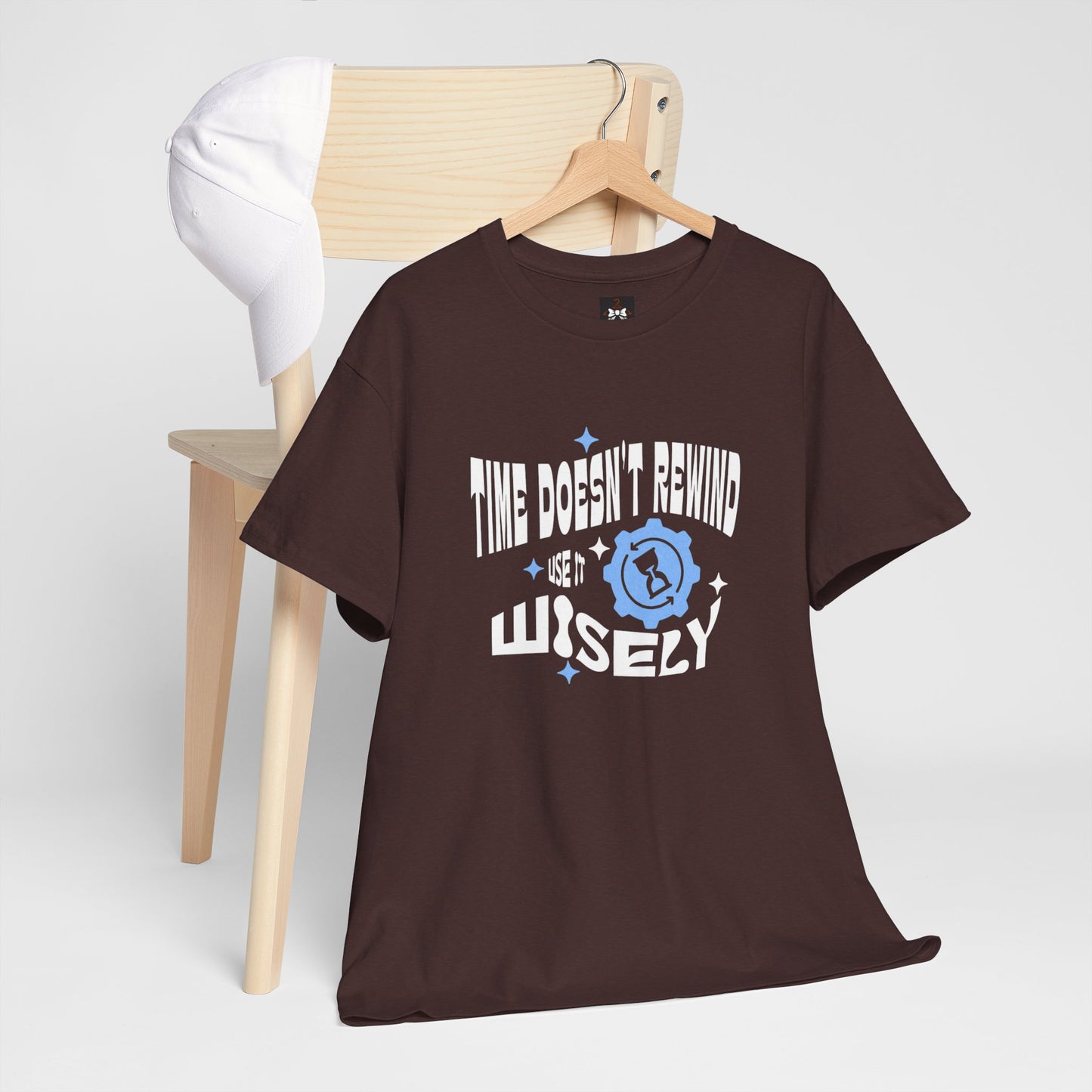 Inspirational Unisex Heavy Cotton Tee - 'Time Doesn't Rewind, Use It Wisely'