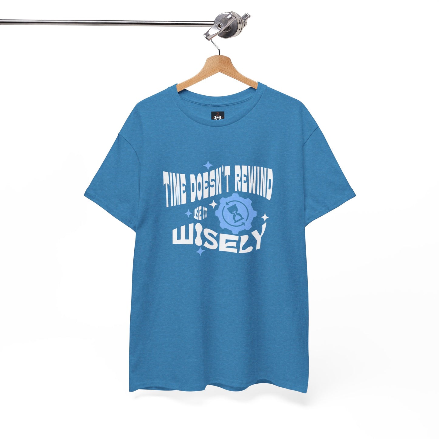 Inspirational Unisex Heavy Cotton Tee - 'Time Doesn't Rewind, Use It Wisely'