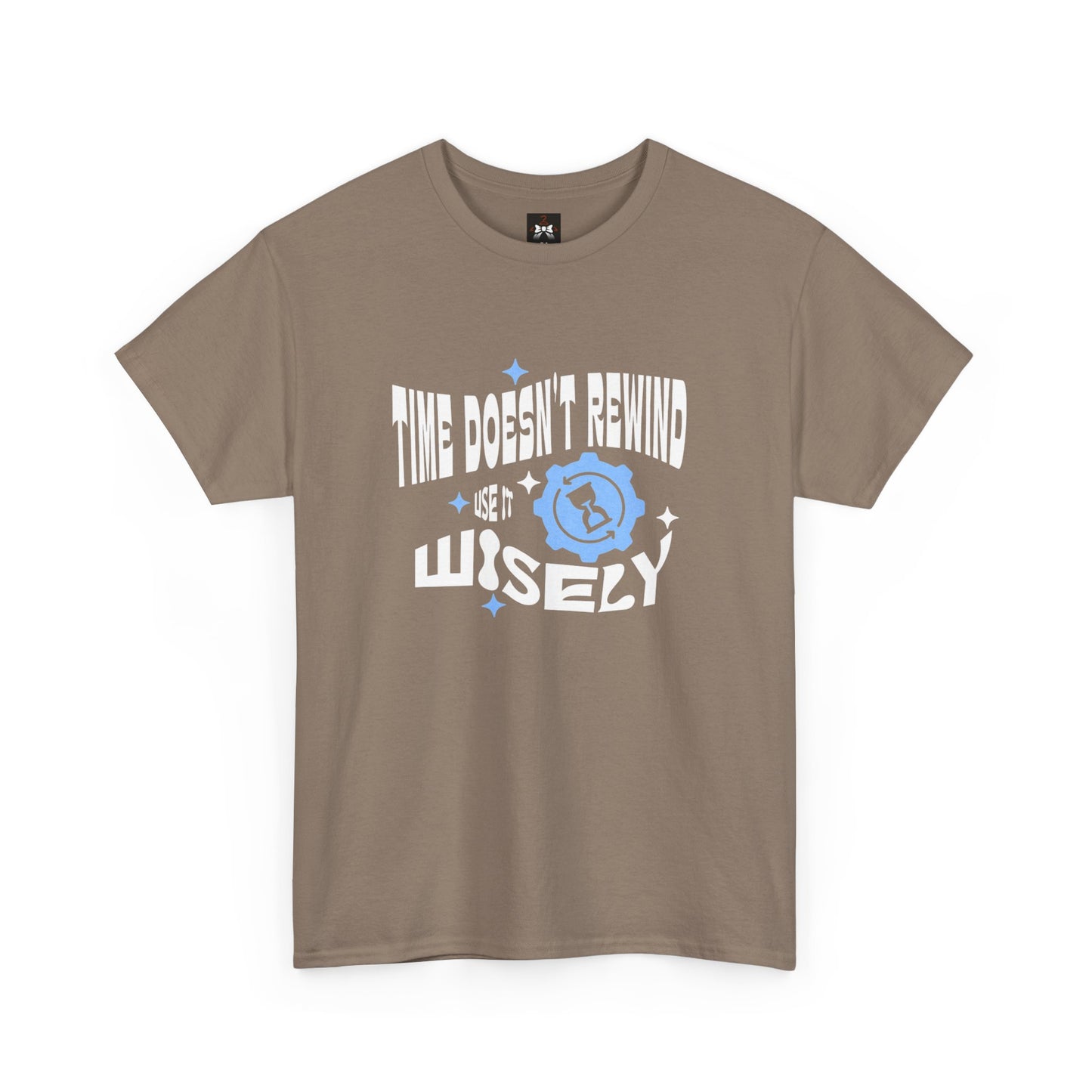 Inspirational Unisex Heavy Cotton Tee - 'Time Doesn't Rewind, Use It Wisely'