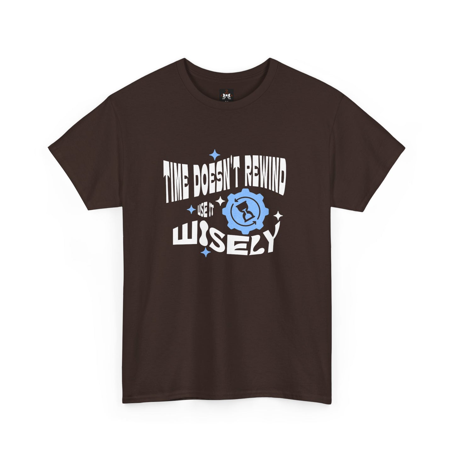 Inspirational Unisex Heavy Cotton Tee - 'Time Doesn't Rewind, Use It Wisely'