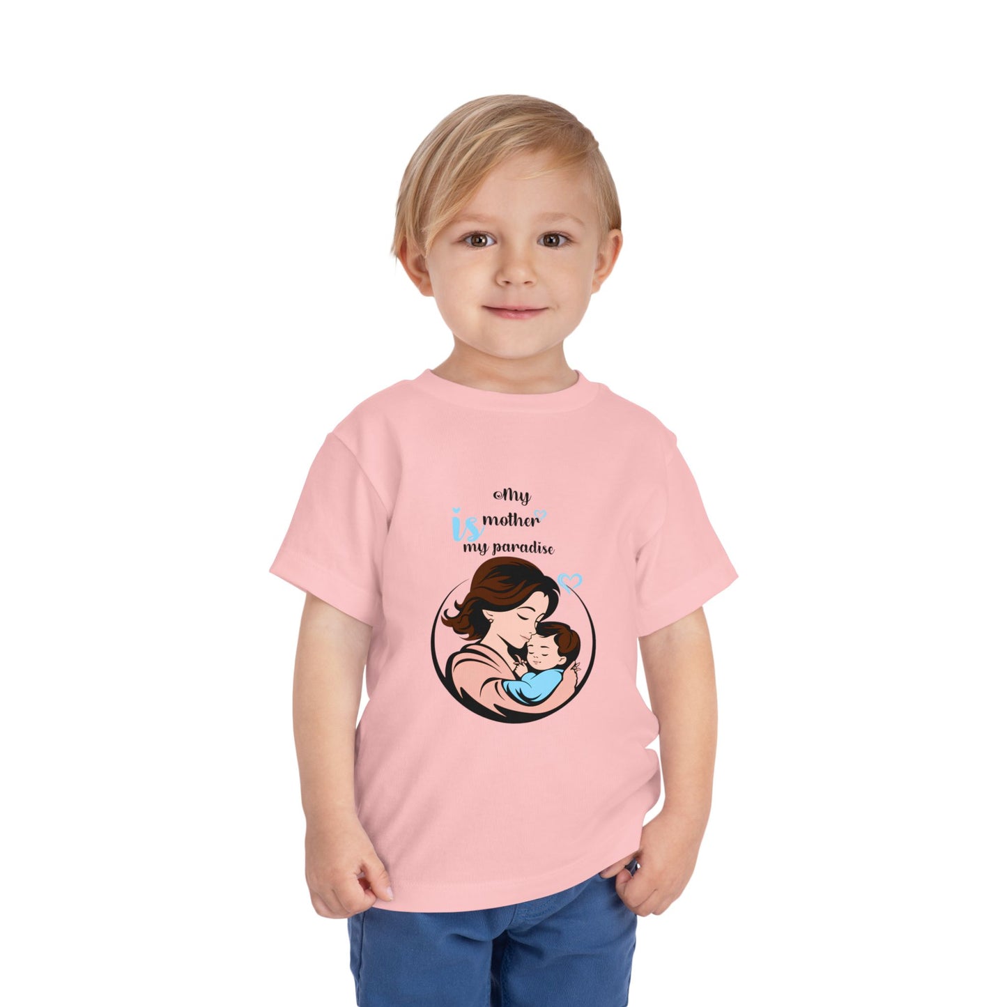 Toddler Short Sleeve Tee - "My Mother is My Paradise" Design - Perfect Gift for Mother's Day.
