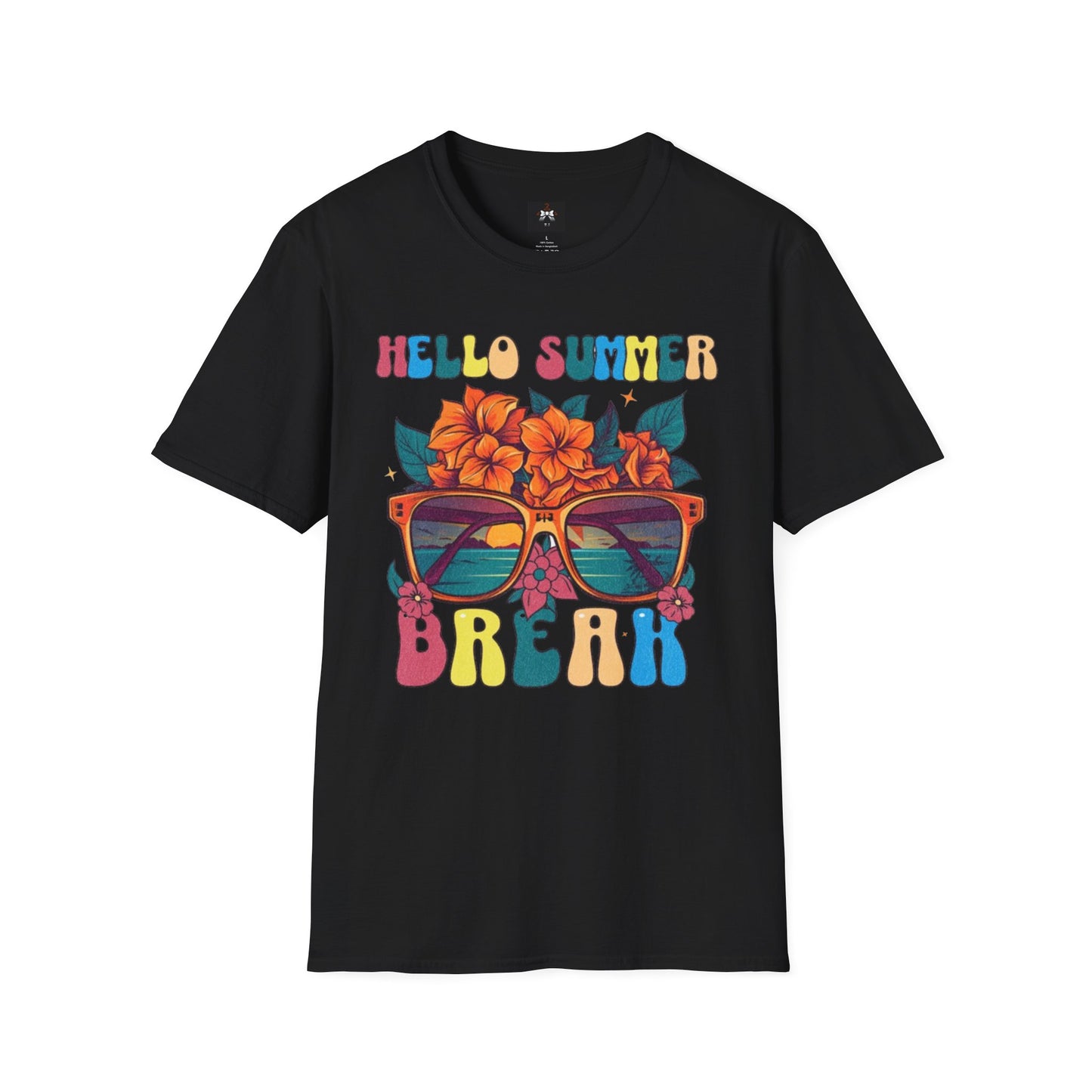 Hello Summer Break Tropical T-Shirt | Unisex Softstyle Tee for Summer Vibes