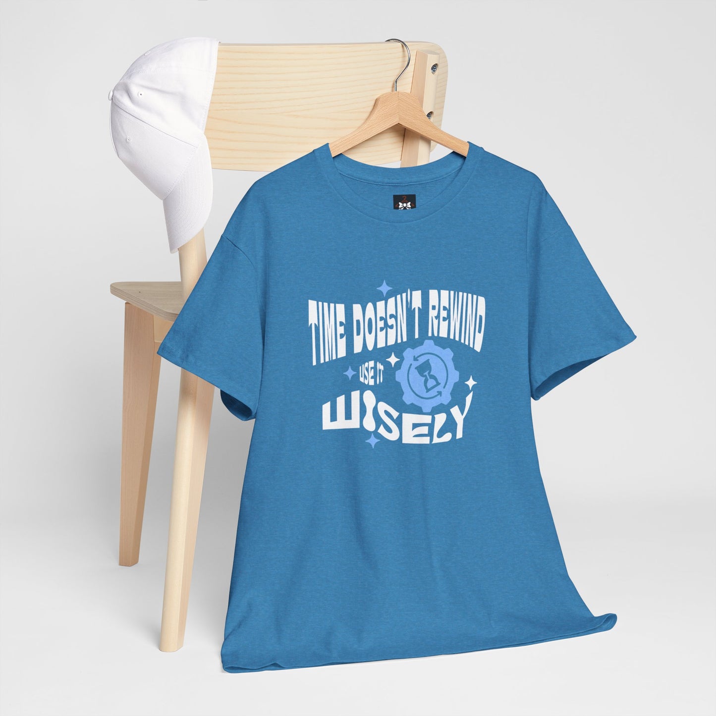 Inspirational Unisex Heavy Cotton Tee - 'Time Doesn't Rewind, Use It Wisely'