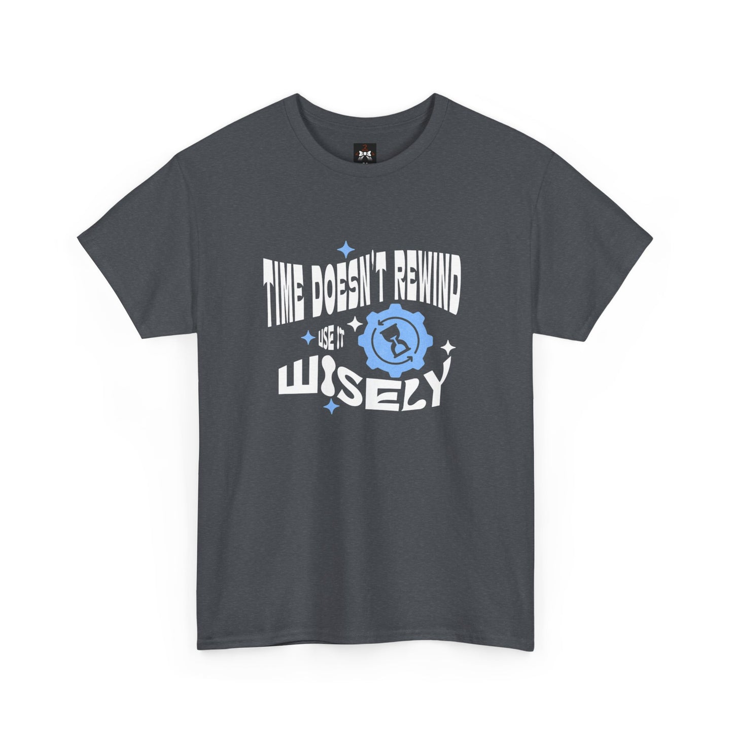 Inspirational Unisex Heavy Cotton Tee - 'Time Doesn't Rewind, Use It Wisely'