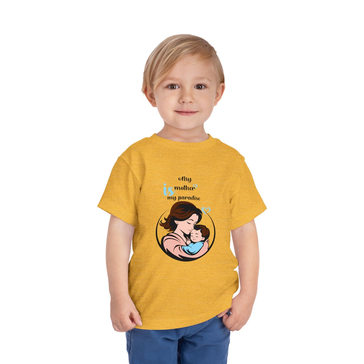Toddler Short Sleeve Tee - "My Mother is My Paradise" Design - Perfect Gift for Mother's Day.
