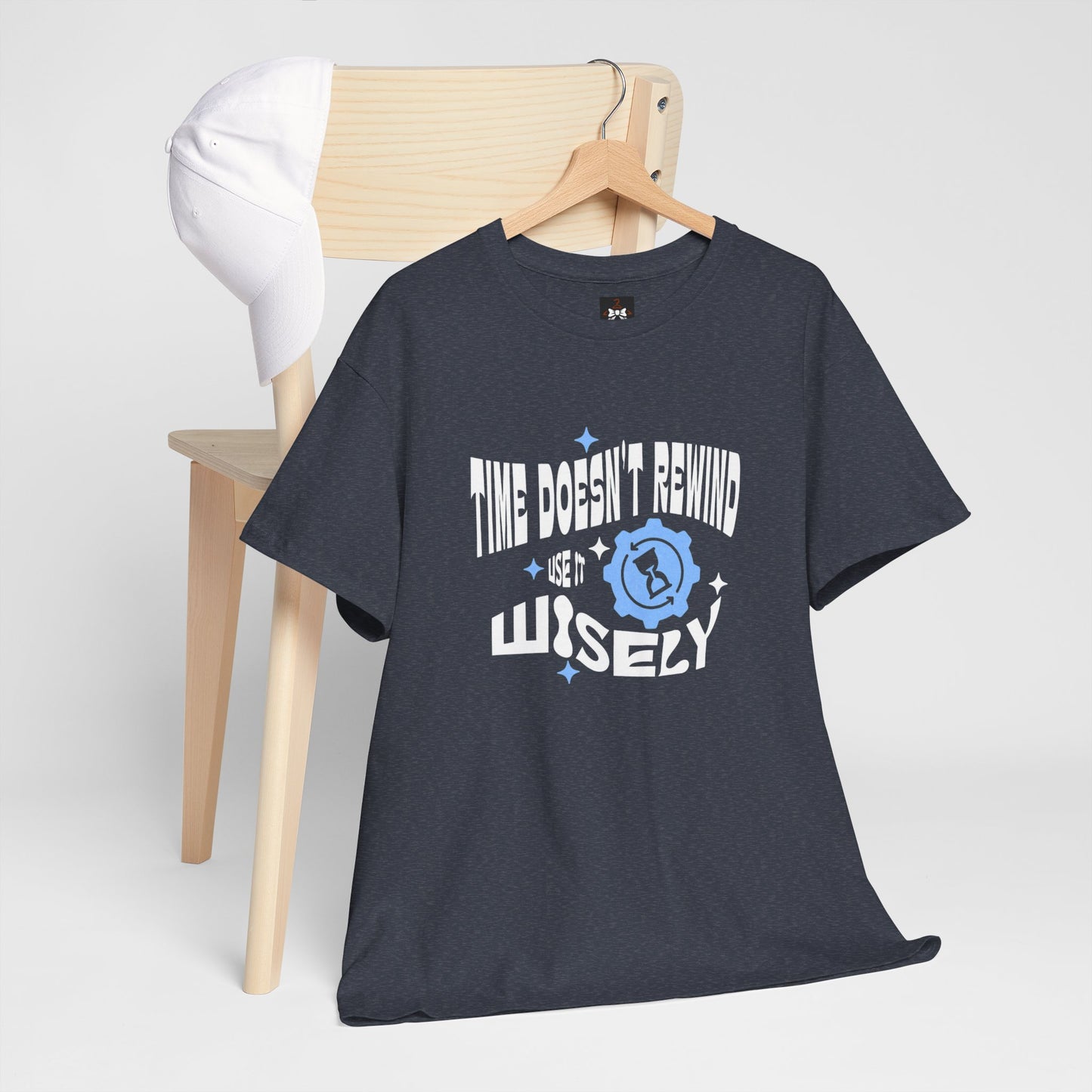 Inspirational Unisex Heavy Cotton Tee - 'Time Doesn't Rewind, Use It Wisely'