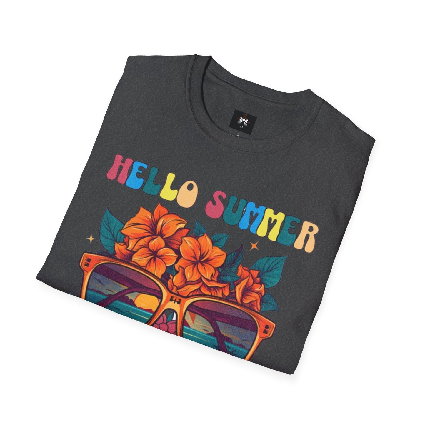 Hello Summer Break Tropical T-Shirt | Unisex Softstyle Tee for Summer Vibes